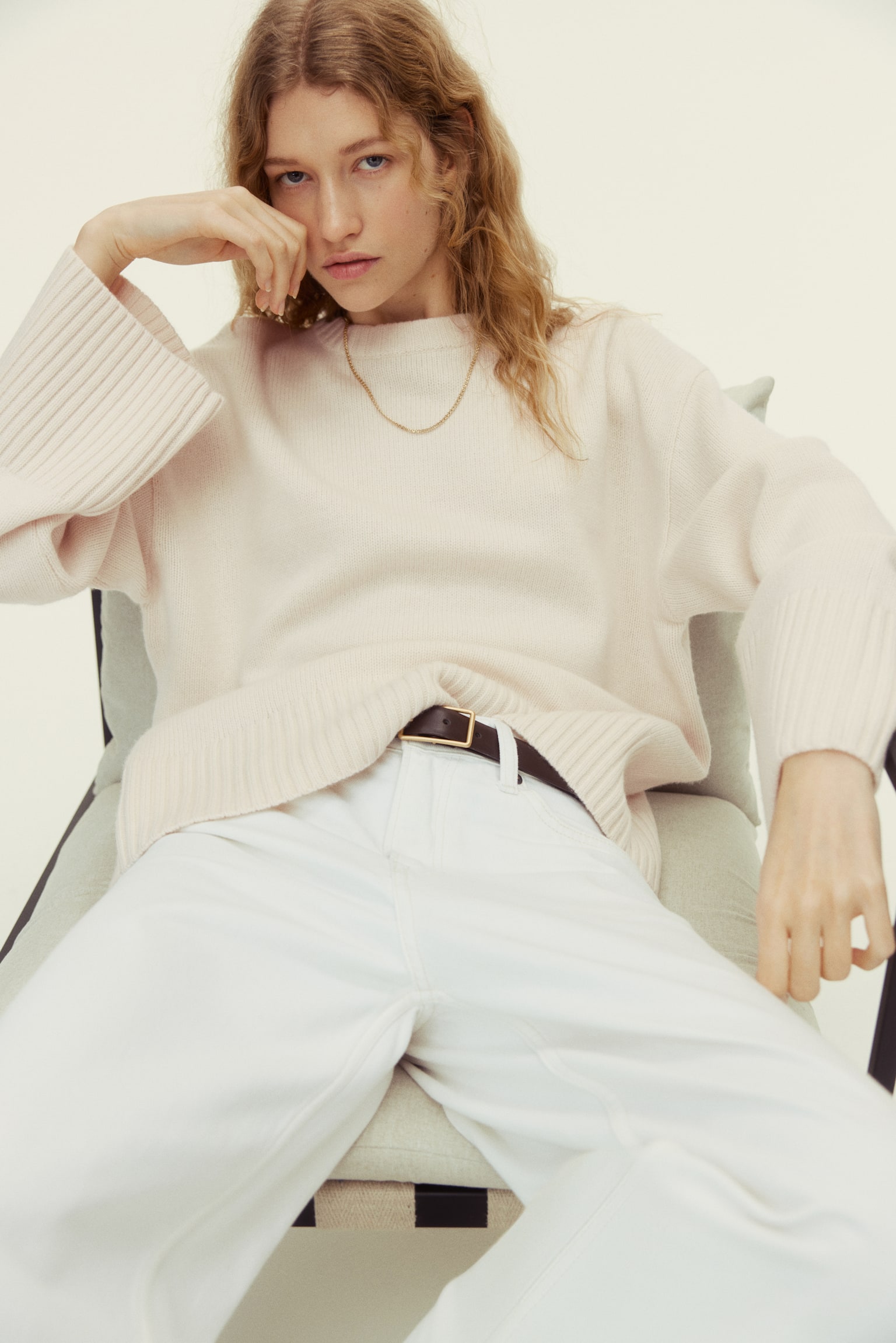 Cashmere-blend jumper - Cream/Navy blue/Dark beige/Burgundy - 1