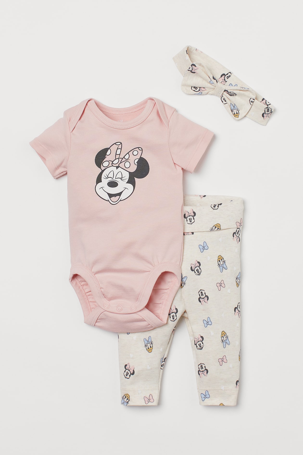 3-piece Printed Set - Round Neck - Short sleeve - Light pink/Minnie ...