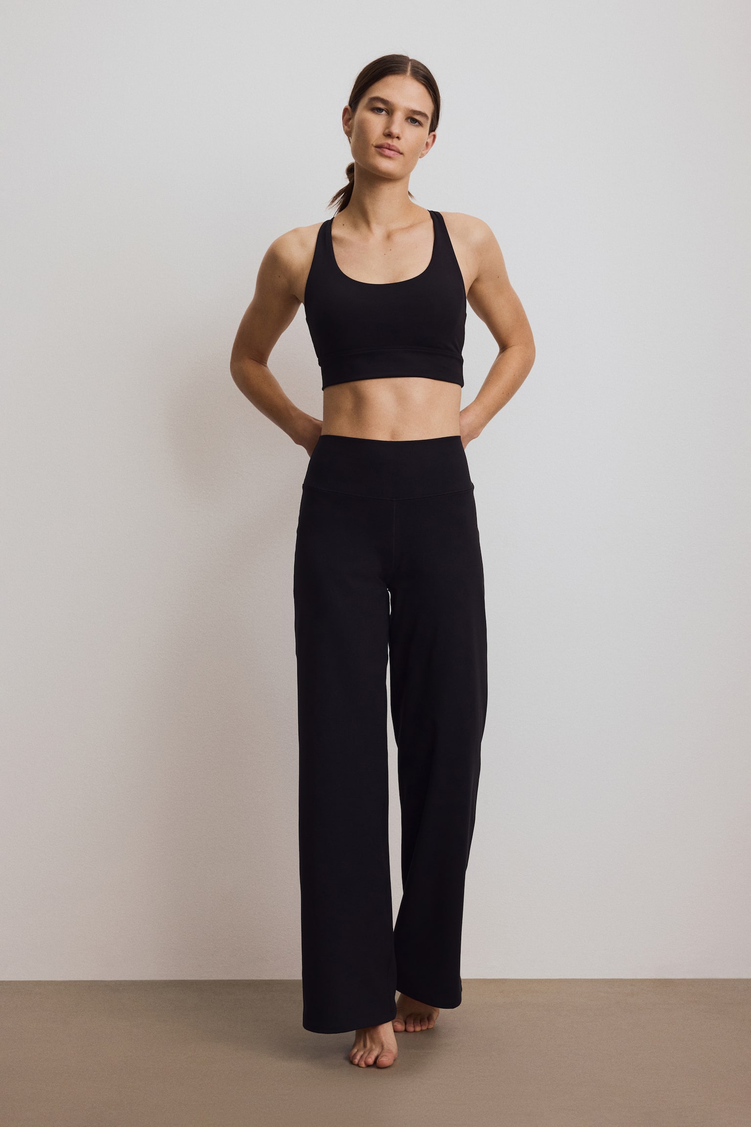 Wide sports leggings with SoftMove™ - Siyah/Koyu kil grisi/Sıcak kahverengi - 2