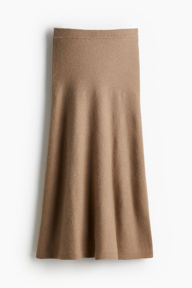 Flared knitted skirt - Dark beige/Light yellow/Dark brown - 1