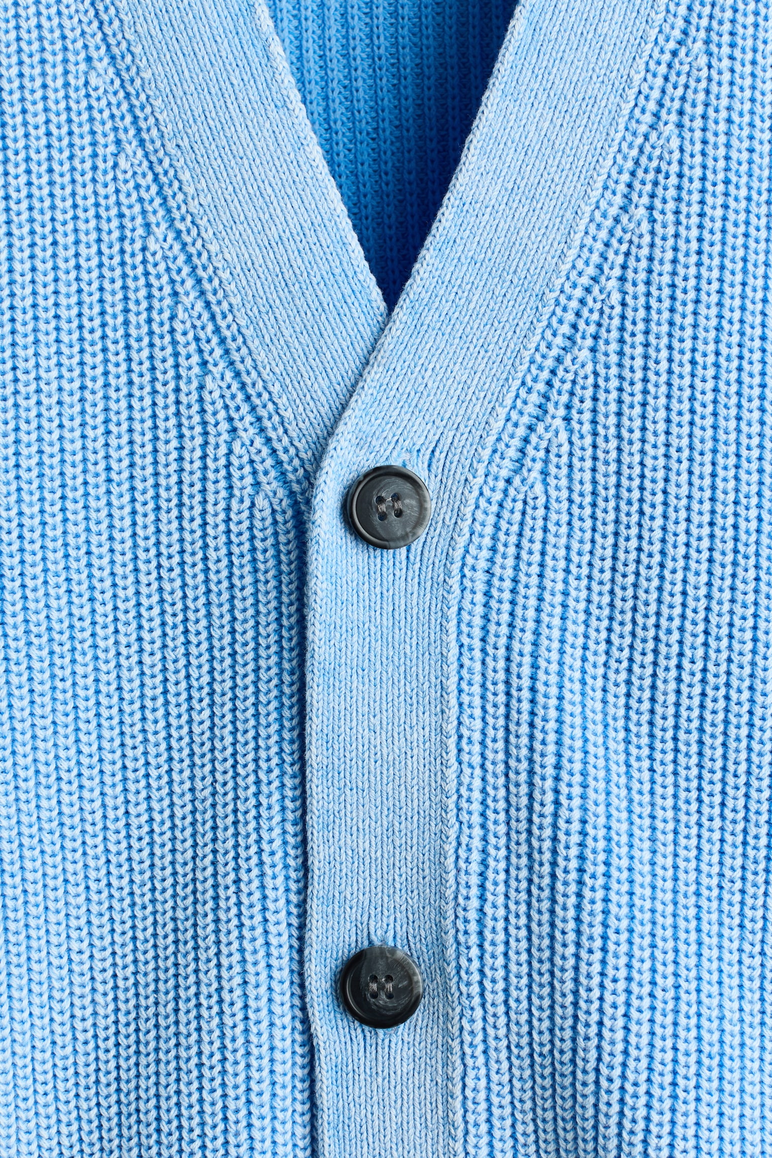 Relaxed Fit Rib-knit cotton cardigan - Light blue/Dark khaki green - 4