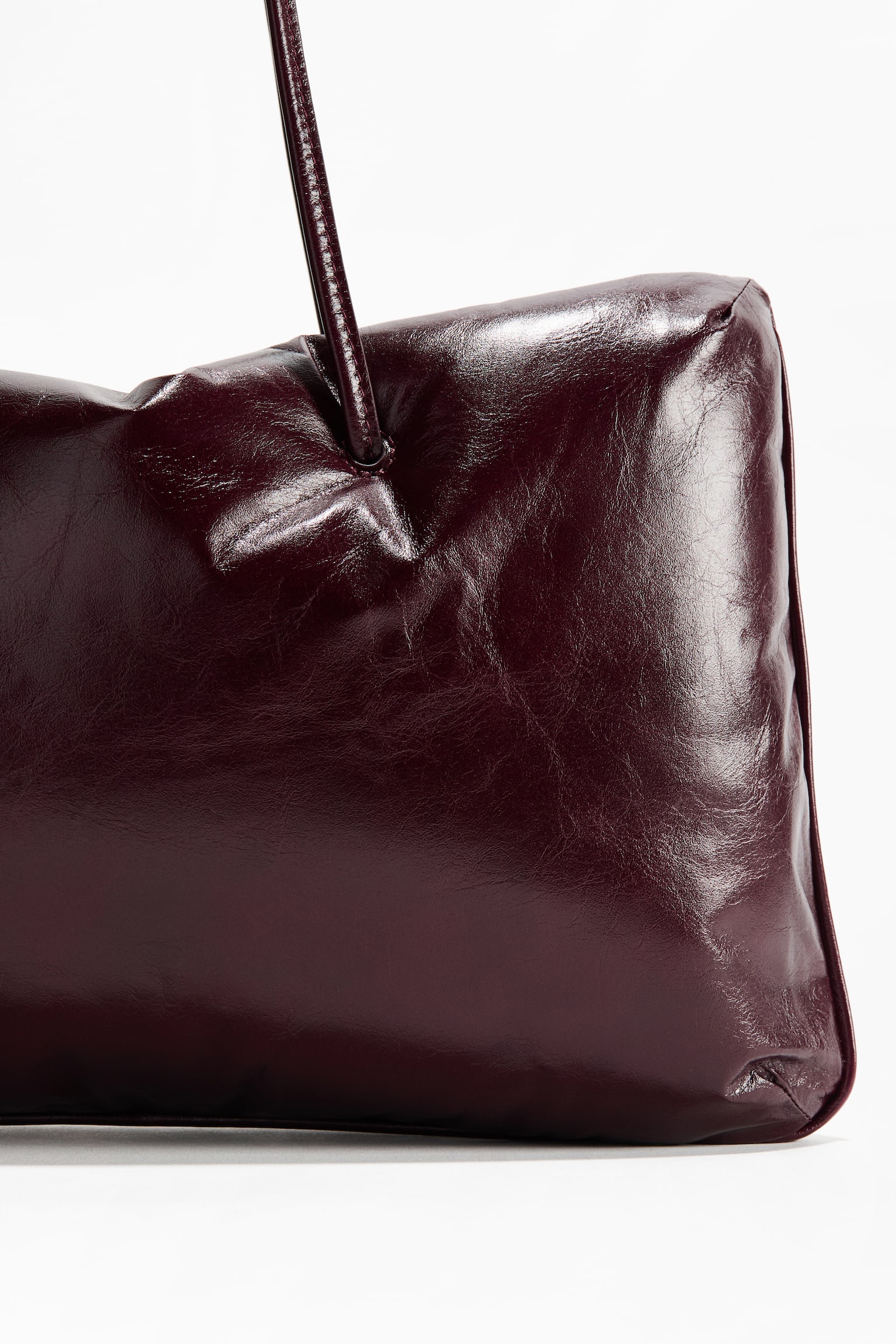 Padded leather shoulder bag - Burgundy - 4
