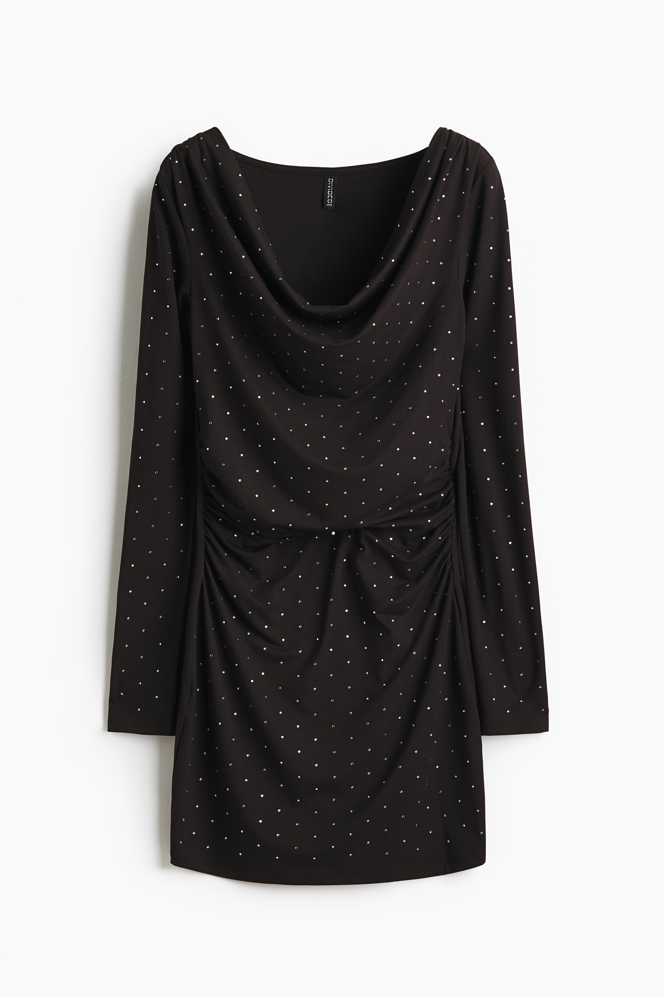 Rhinestone Studded Mini Dress - Black