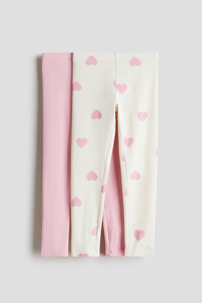 2-pack leggings - Pink/Hearts/Black - 1
