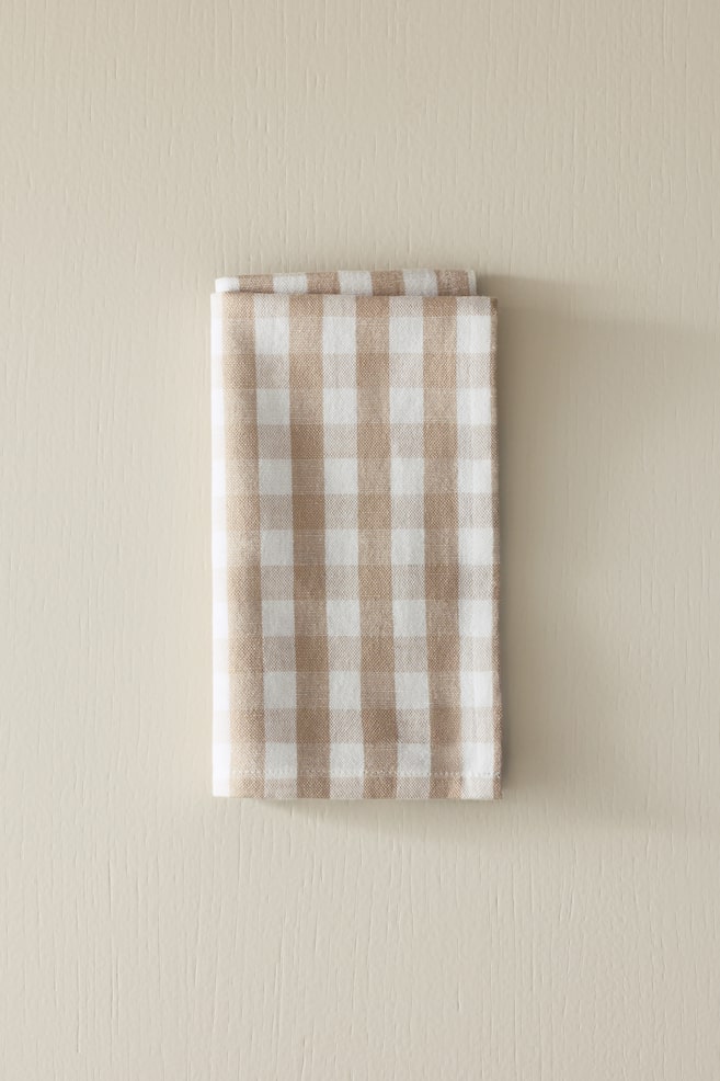 4-Pack Cotton Napkins - Beige/gingham/Green/gingham/Terracotta/striped/Dark brown/gingham/Beige/striped/Dark brown/striped/Terracotta/gingham - 2