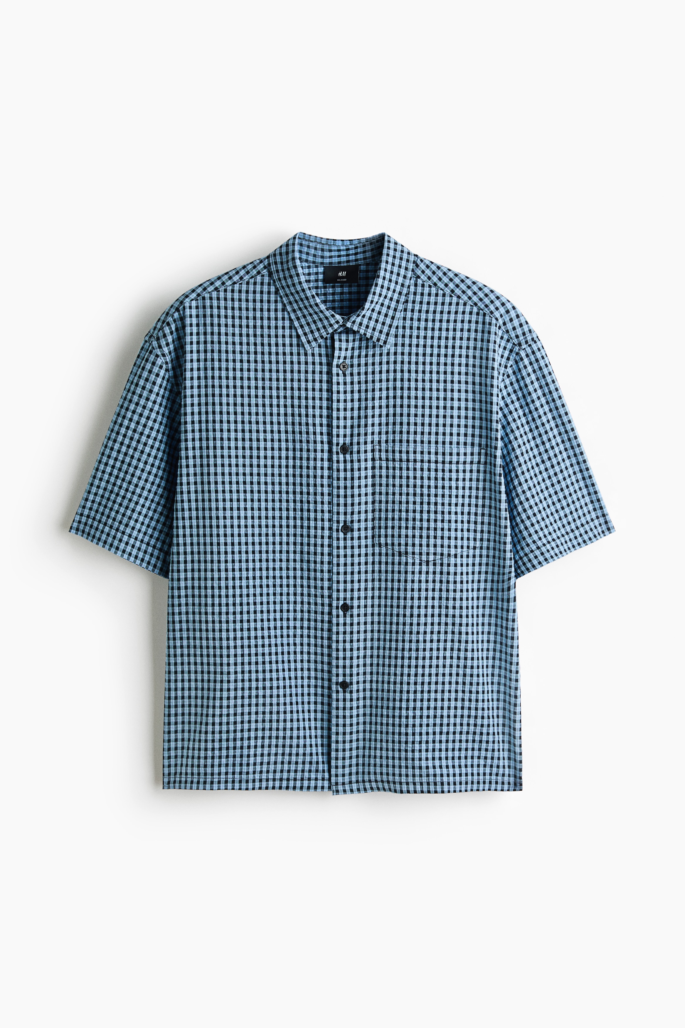 Chemise Relaxed Fit à manches courtes - Light blue/Checked/Marron/carreaux