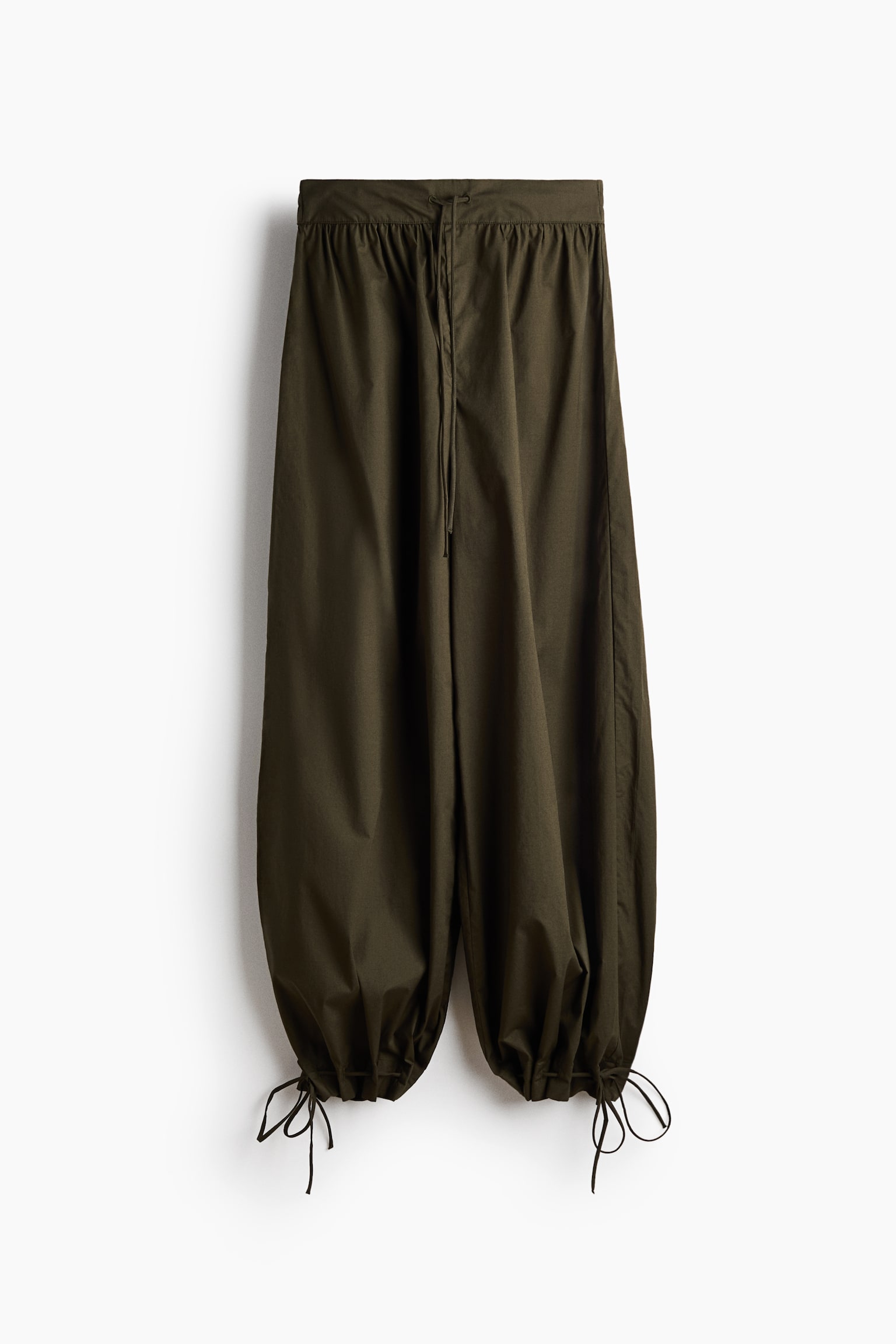 Balloon-leg poplin trousers - Dark khaki green