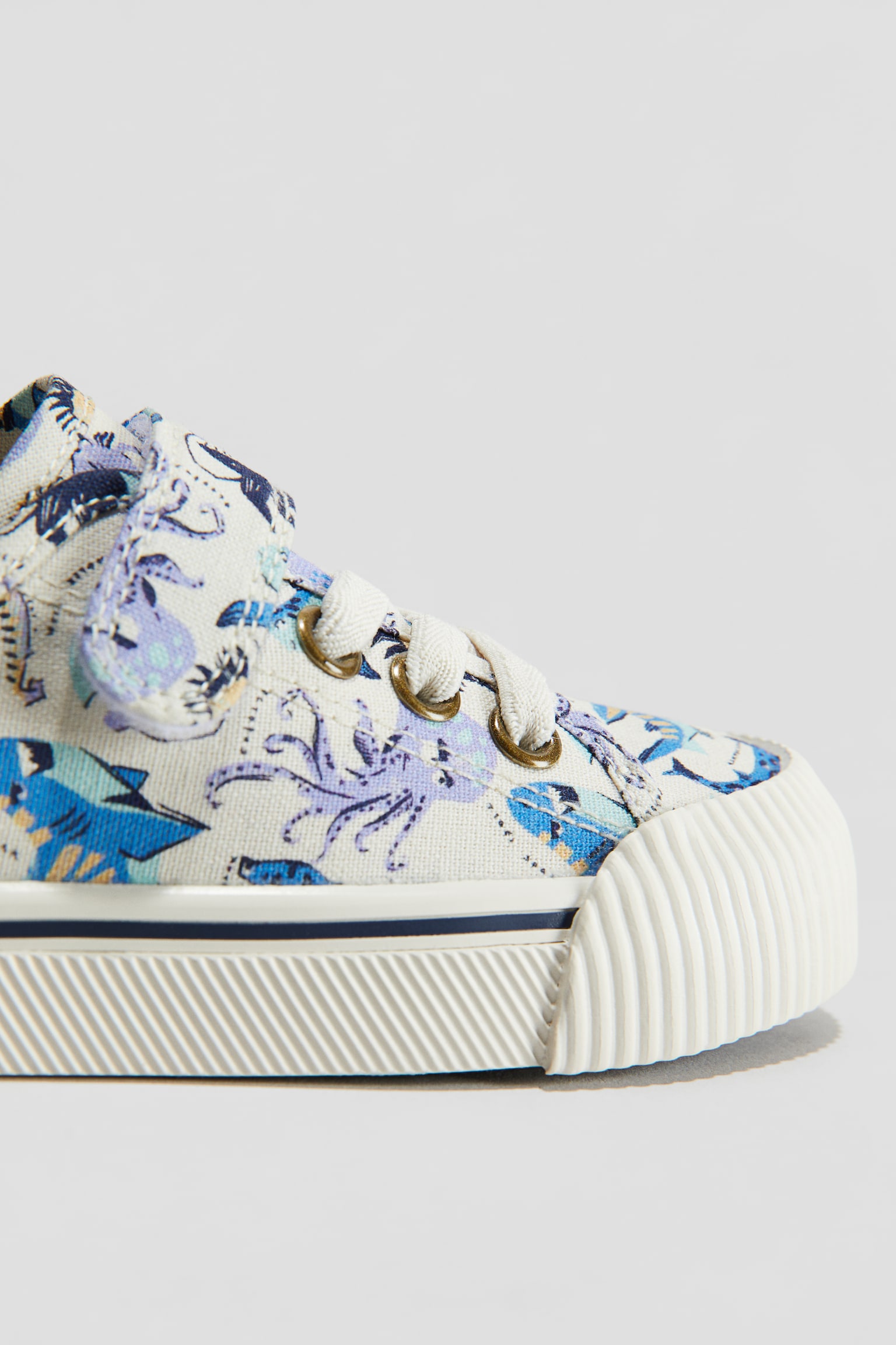 Cotton Canvas Sneakers - White/Sharks/Light blue/Leaves - 3