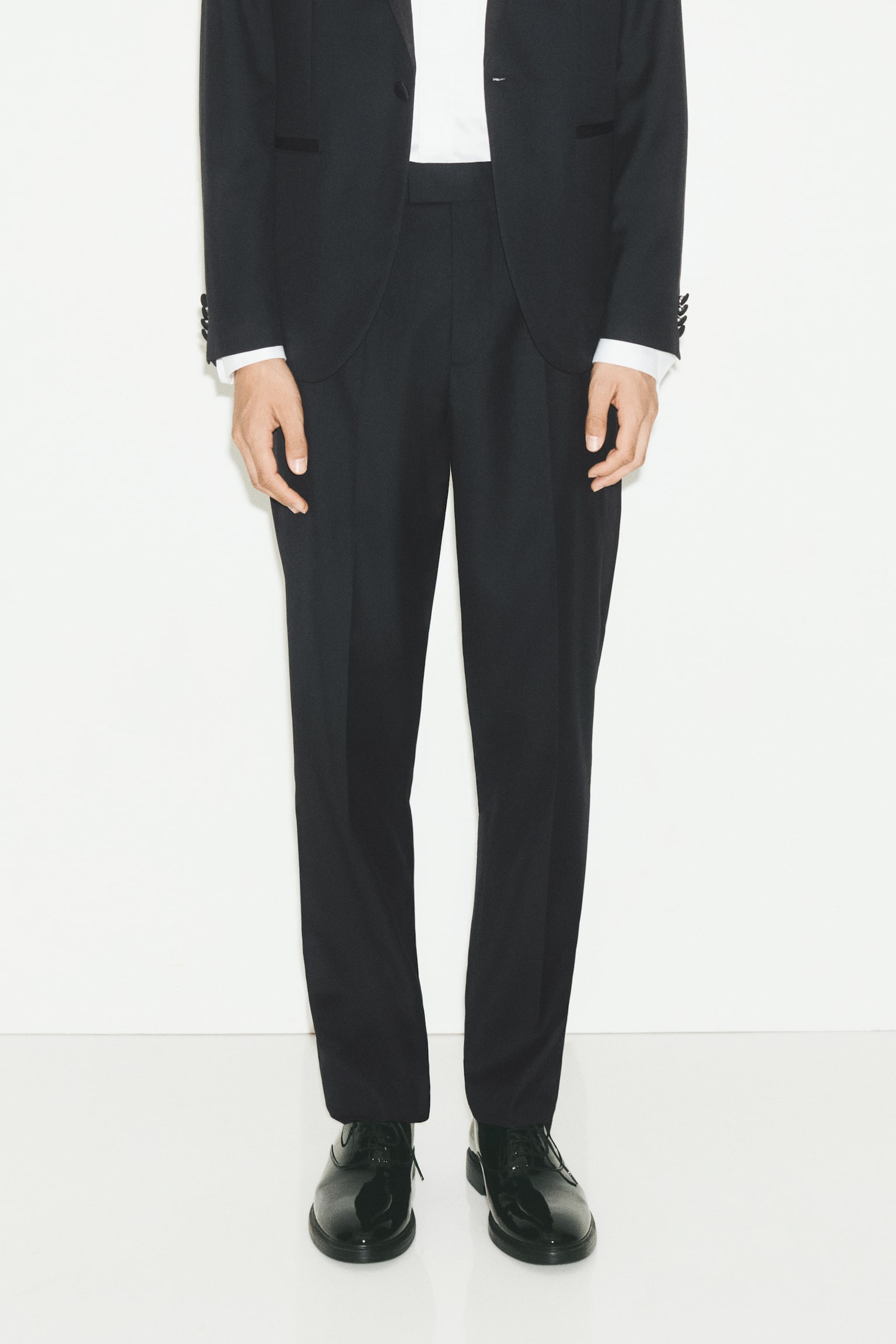 Мужские брюки H&M Regular-Fit Wool-Blend Tuxedo, цвет: Чёрный — фото 3