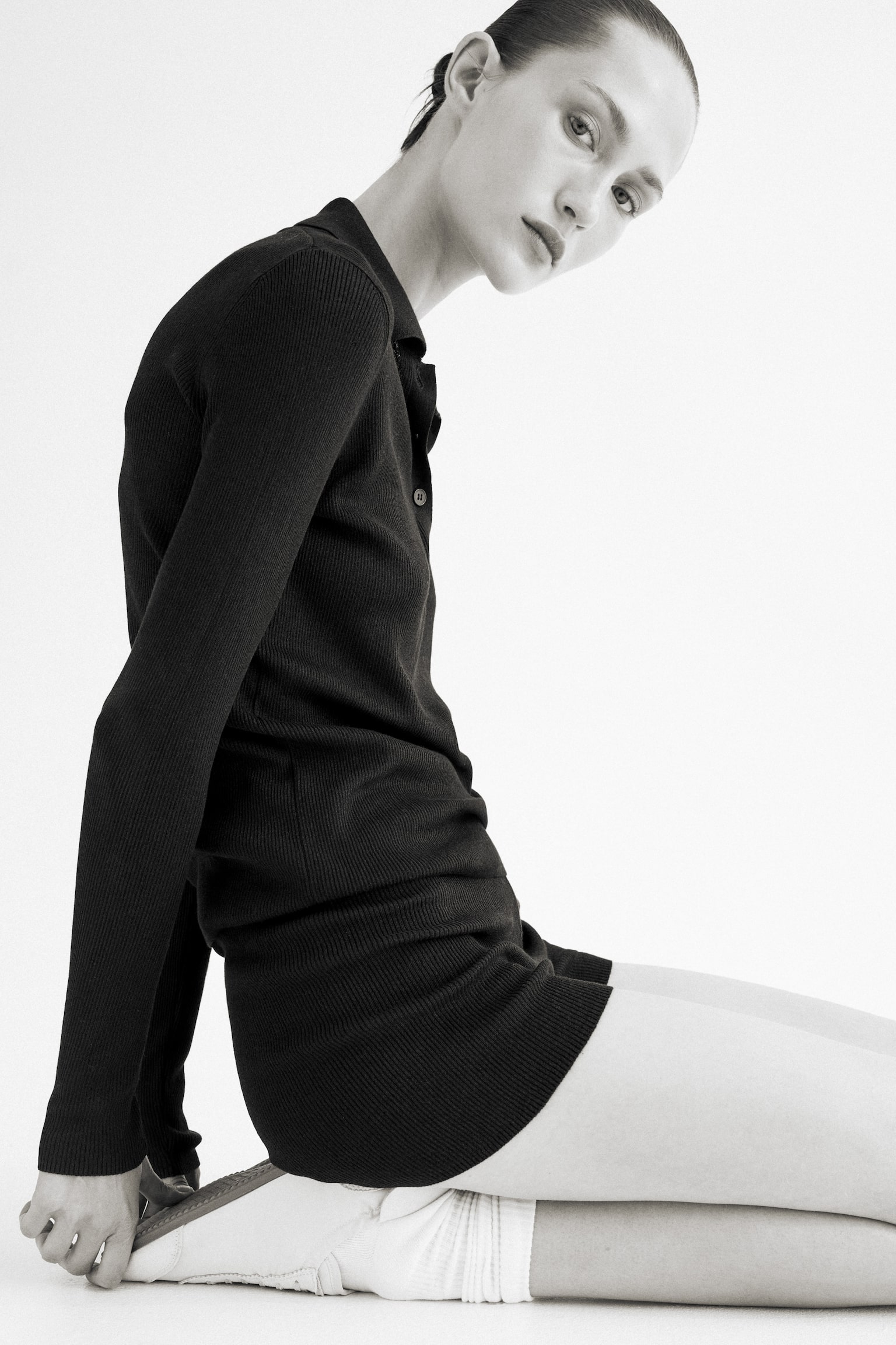 Rib-knit shorts - Black - 1