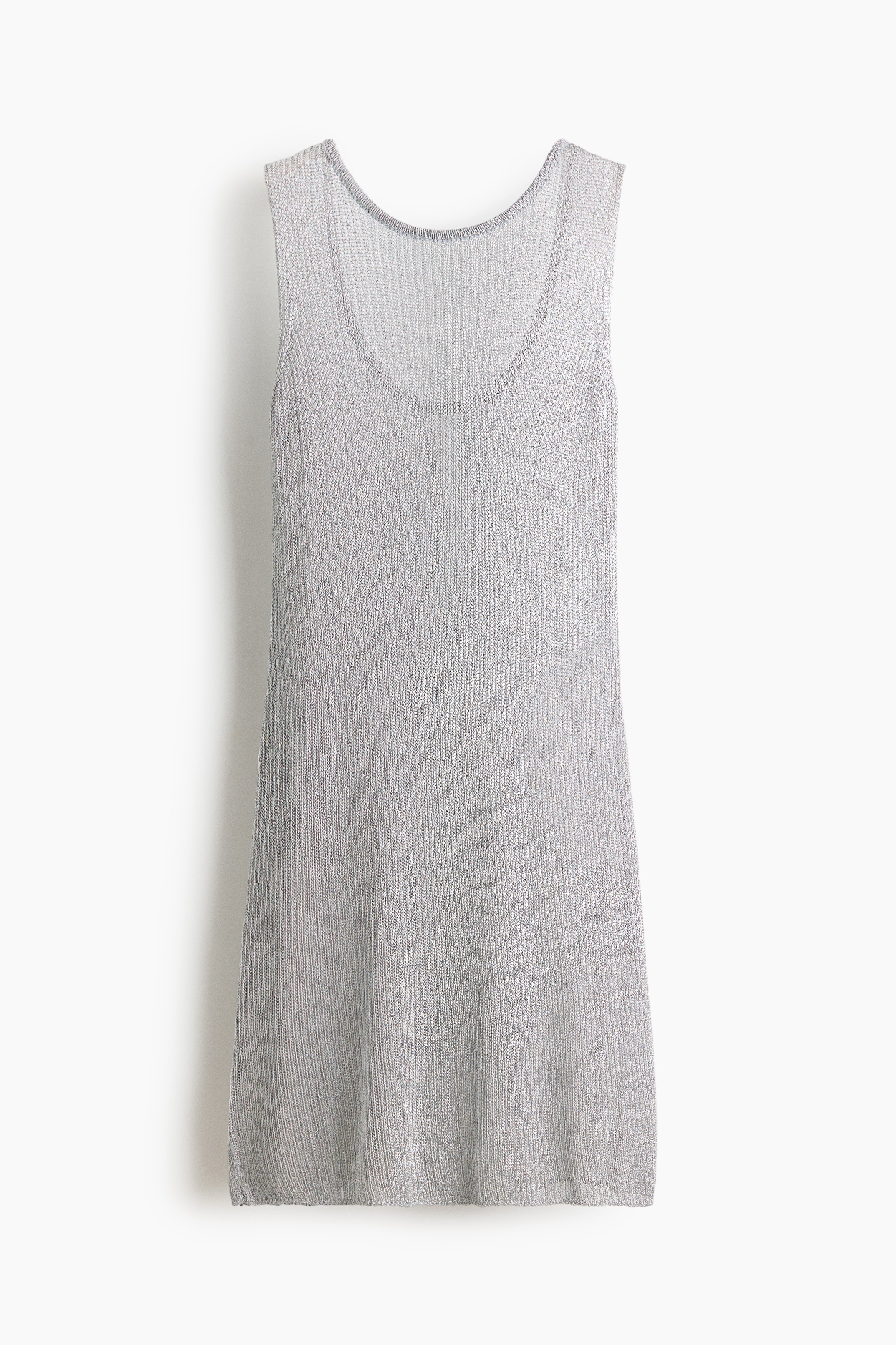 Shimmering rib-knit dress - Light dusty grey/Dusty purple