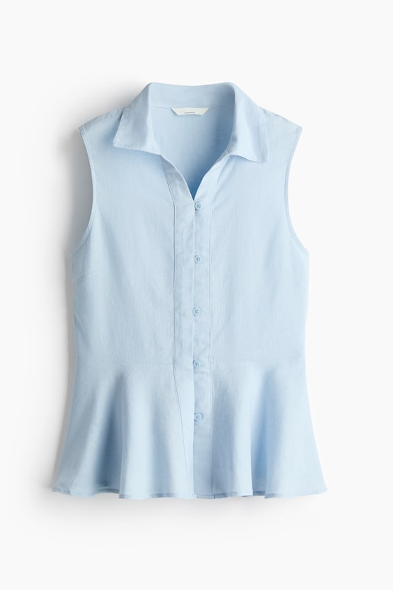 Женские рубашки H&M Sleeveless Linen-Blend Shirt