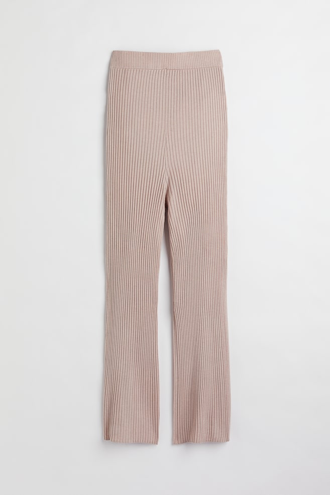 MAMA Rib-knit trousers - Light beige/Light greige