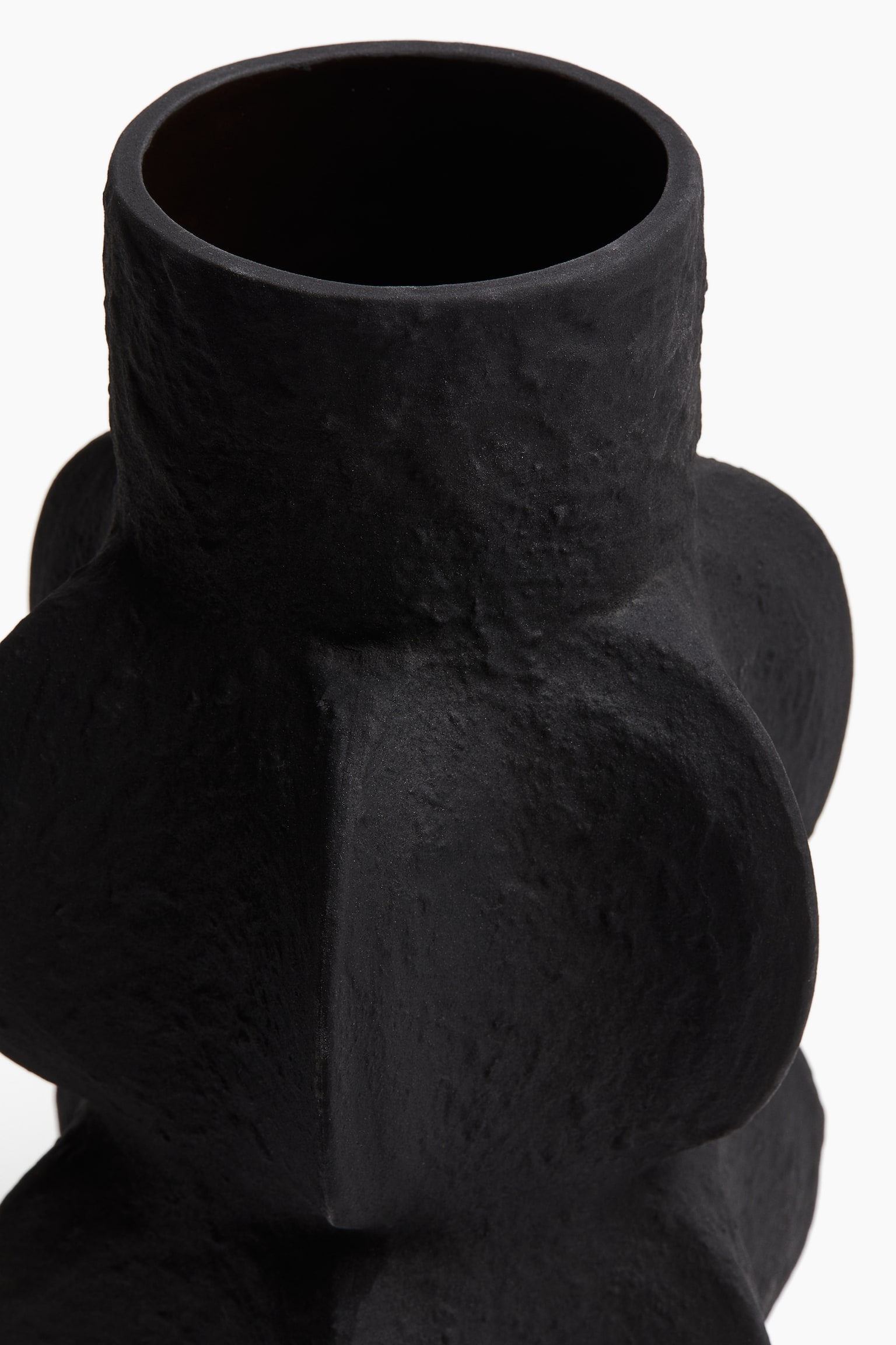 Textured stoneware vase - Black/White/Natural white - 3