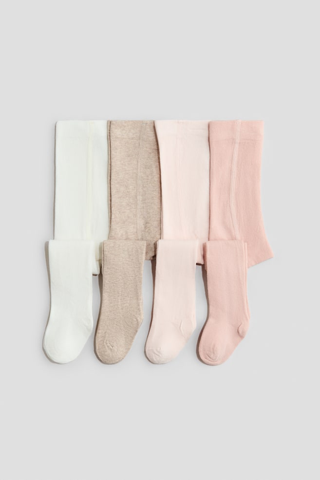 4-pack fine-knit tights - Light pink/beige/Beige/brown - 1