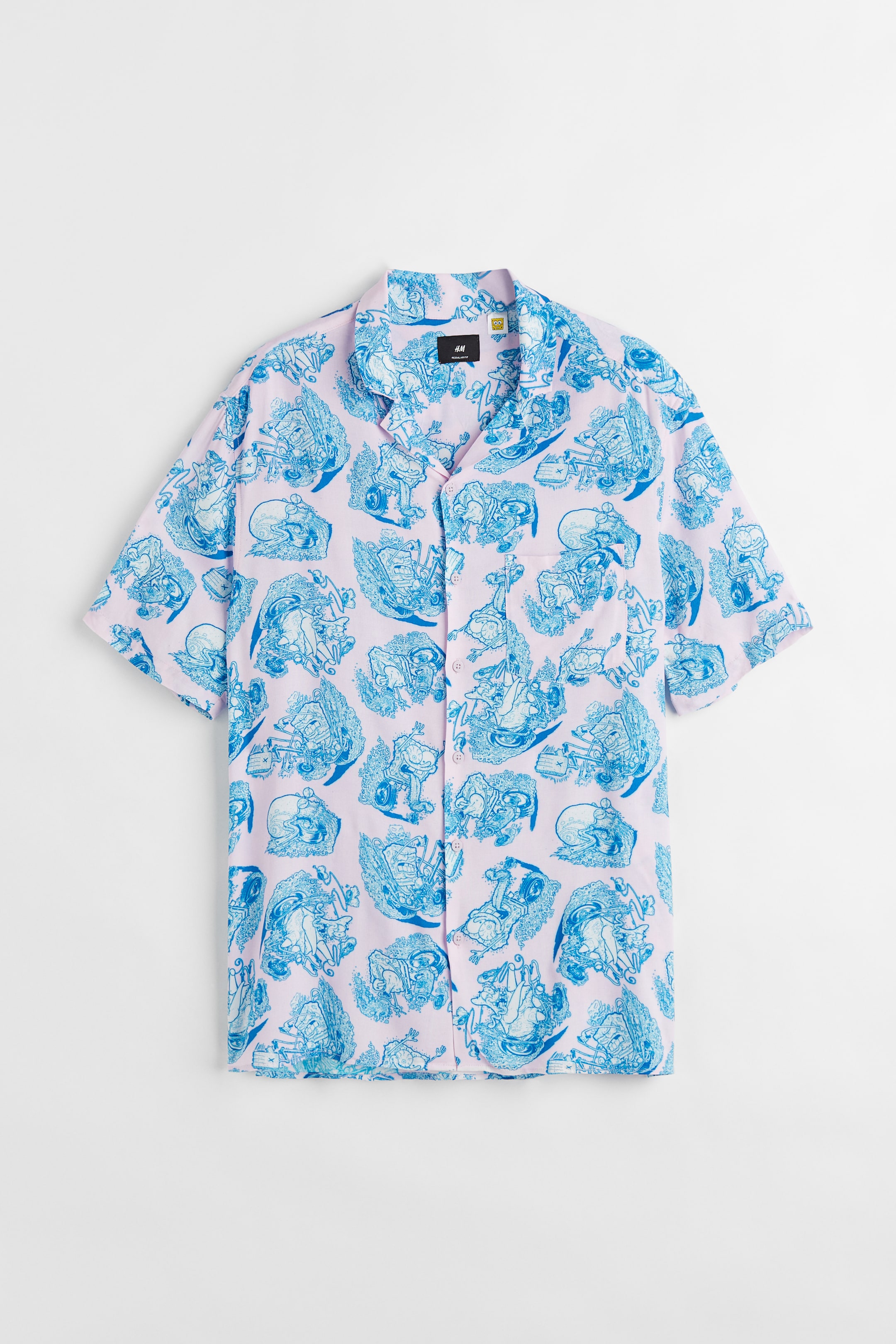 查看大圖: 休閒剪裁印花襯衫 - 淺粉紅色/海綿寶寶 - Men | H&M 1