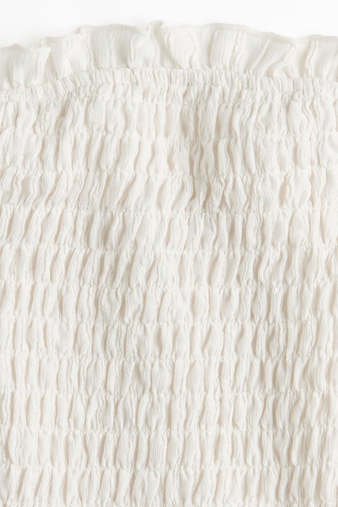 Smocked beach tube top - Cream/Rust brown - 3