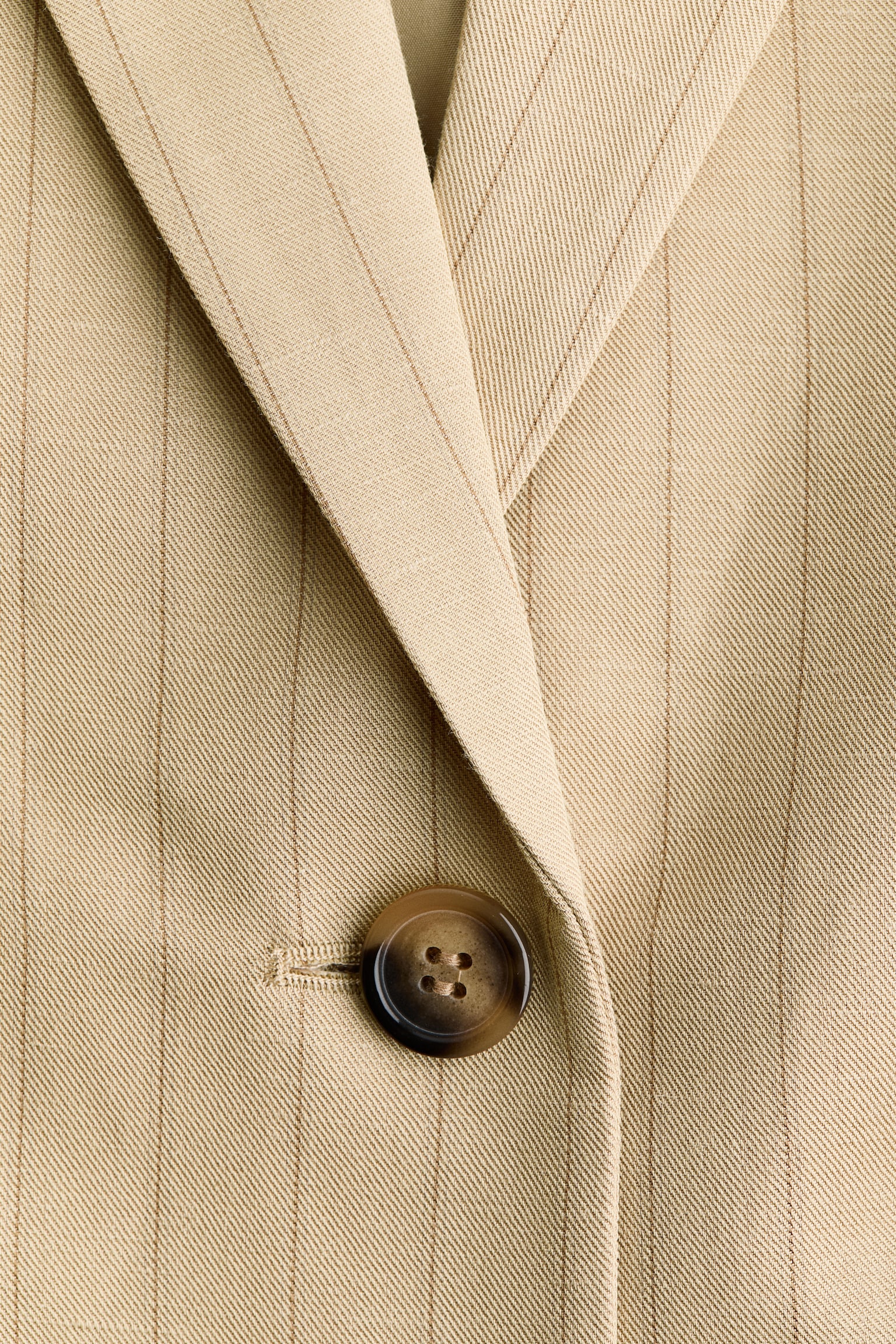 Linen-blend blazer - Beige/Pinstriped - 4