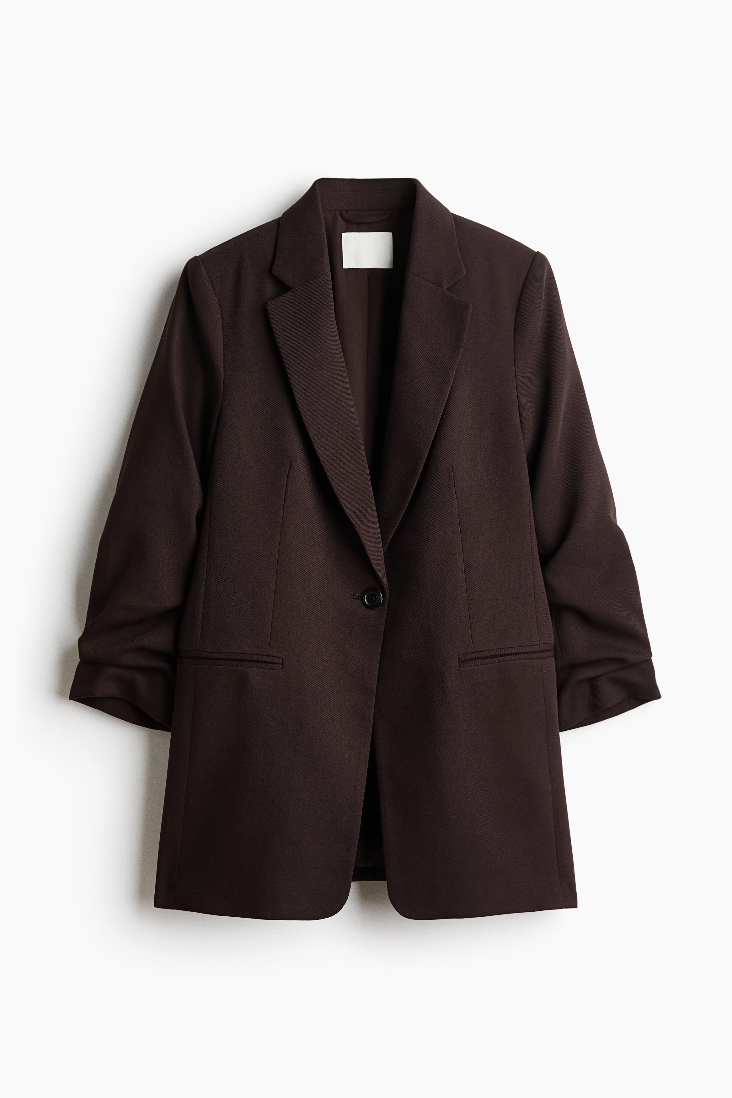 Gathered-sleeve blazer - Dark brown/Dark mole/Dogtooth pattern/Black