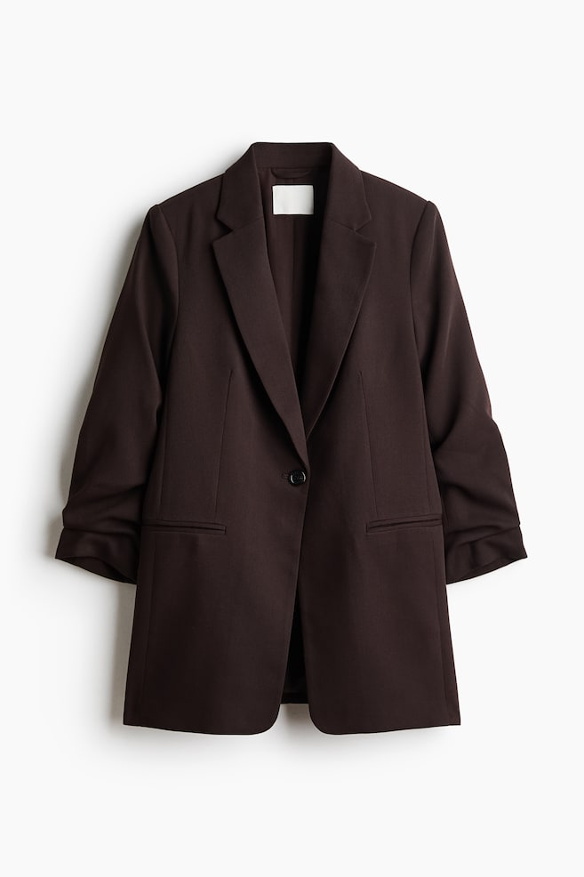 Gathered-Sleeve Jacket - Dark brown/Dark taupe/houndstooth/Black - 1