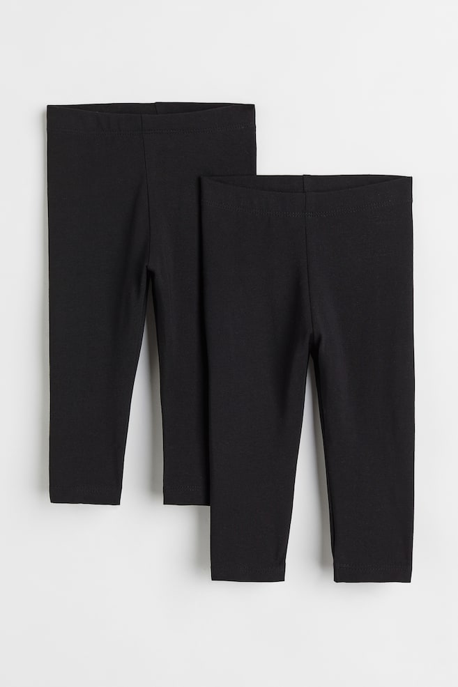 2-pack cotton leggings - Black - 1