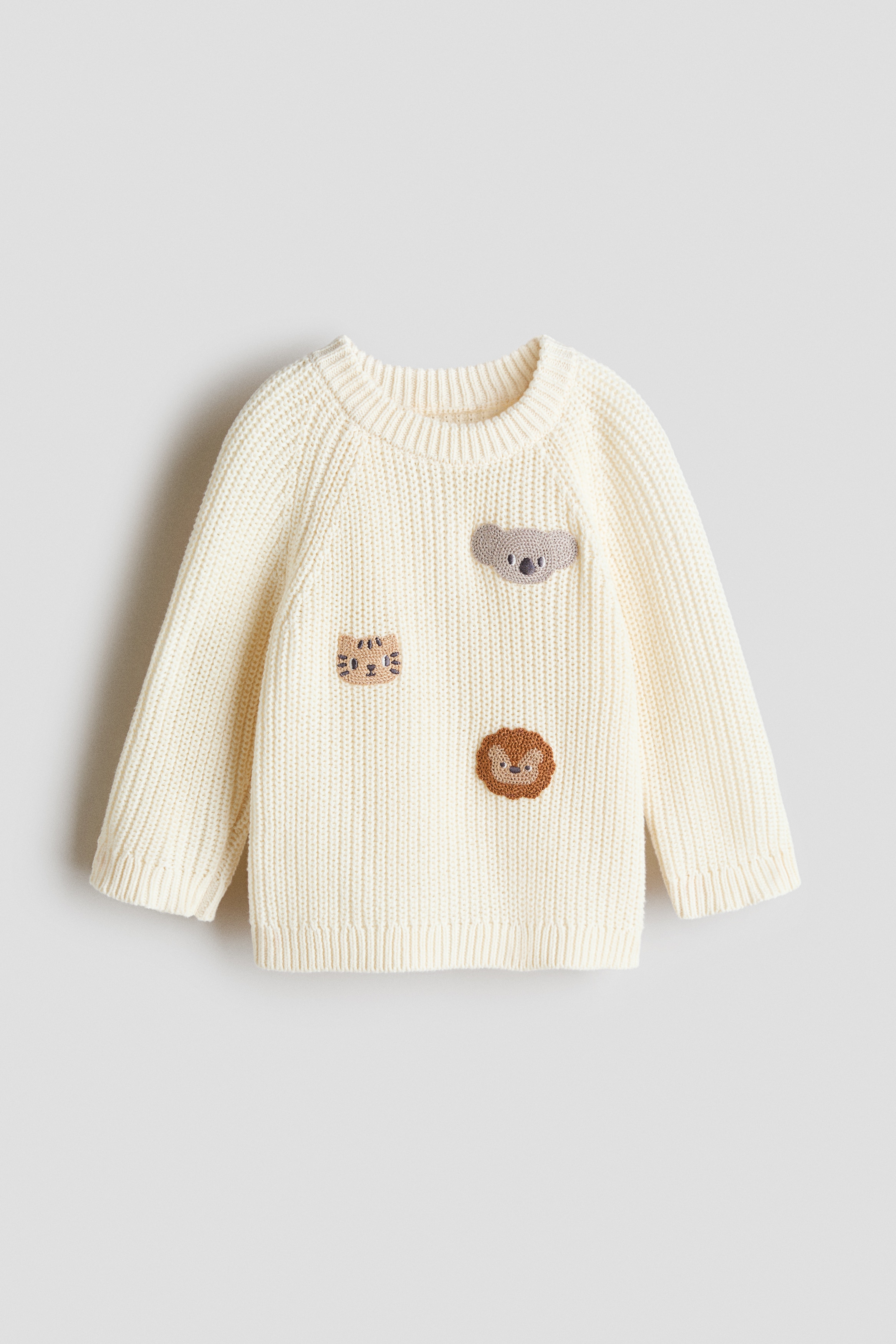 Motif-Detail Sweater - Cream/animals