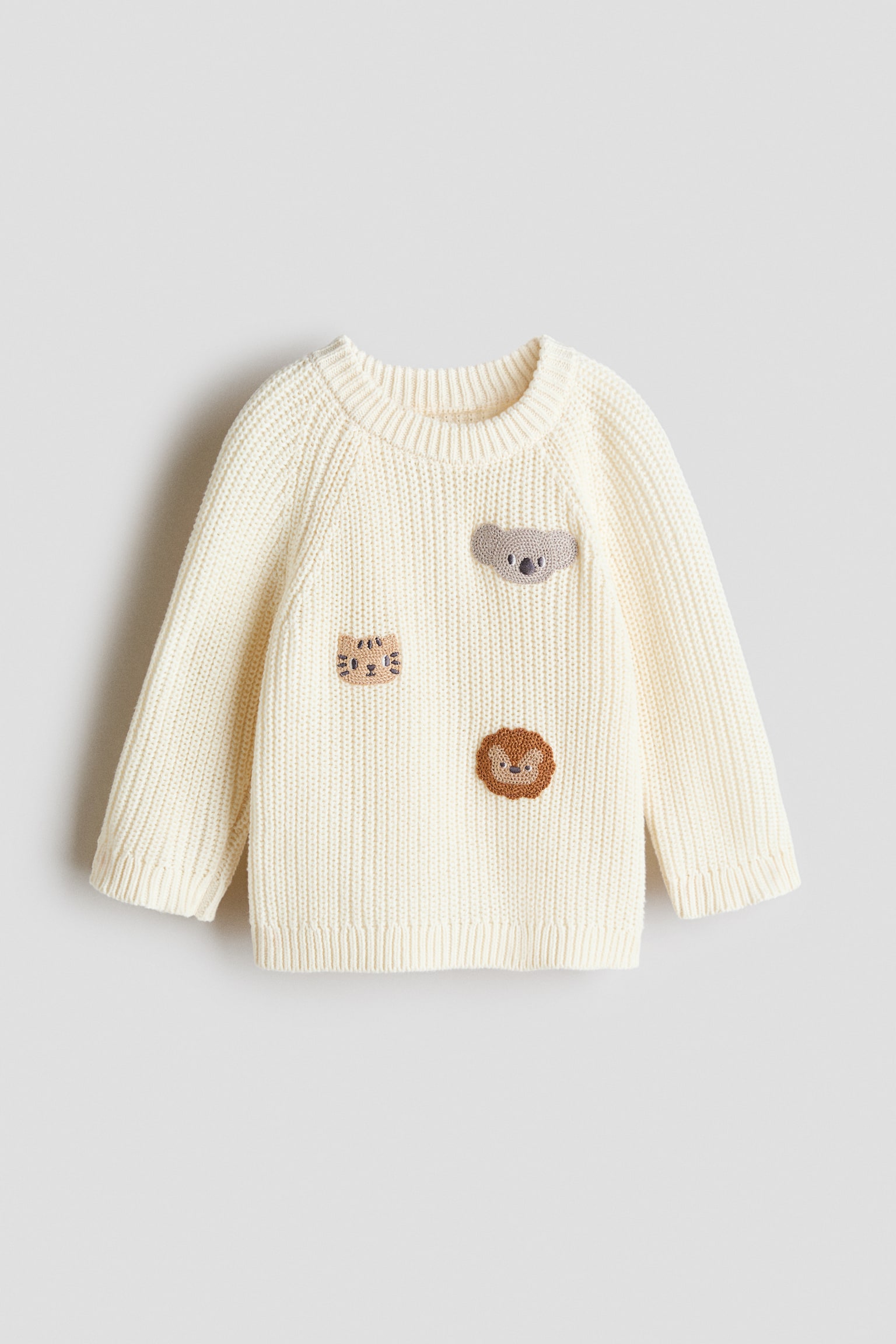 Motif-detail jumper - Cream/Animals - 1