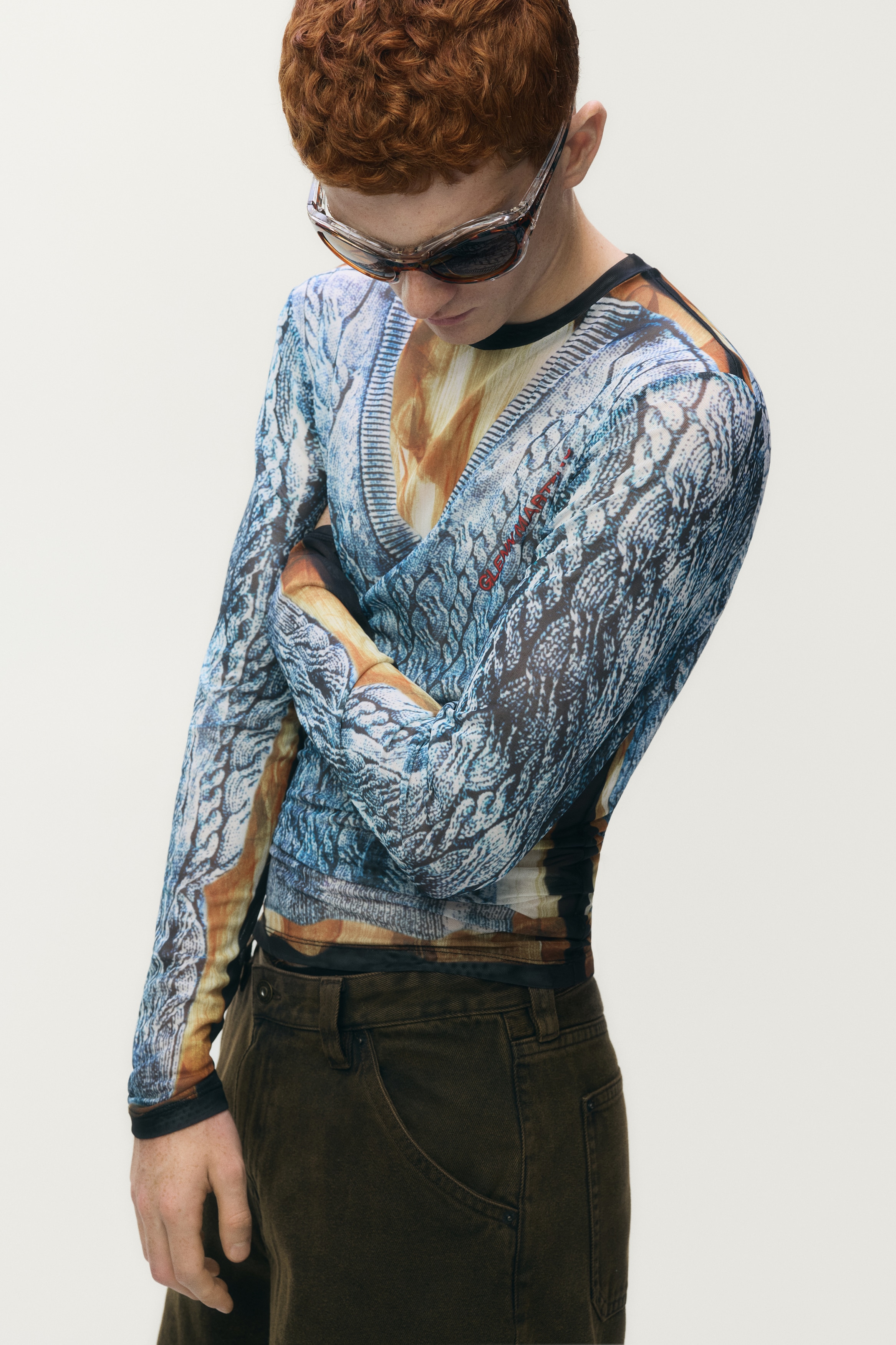 プリントメッシュトップス - ブルー - Men | H&M JP