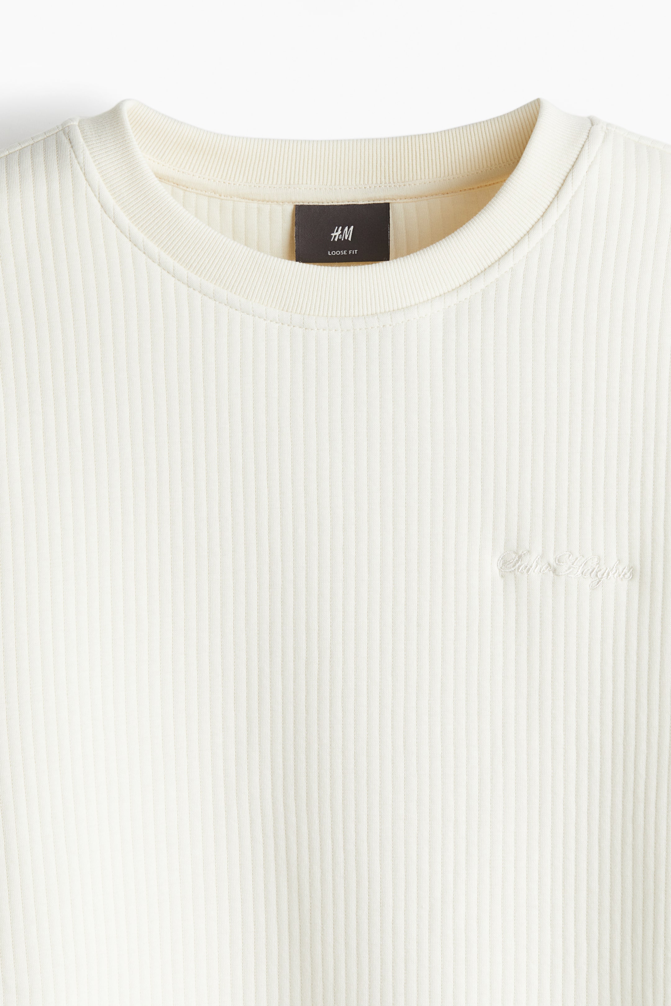 Loose Fit Ribbed sweatshirt - Cream - Men | H&M GB 6