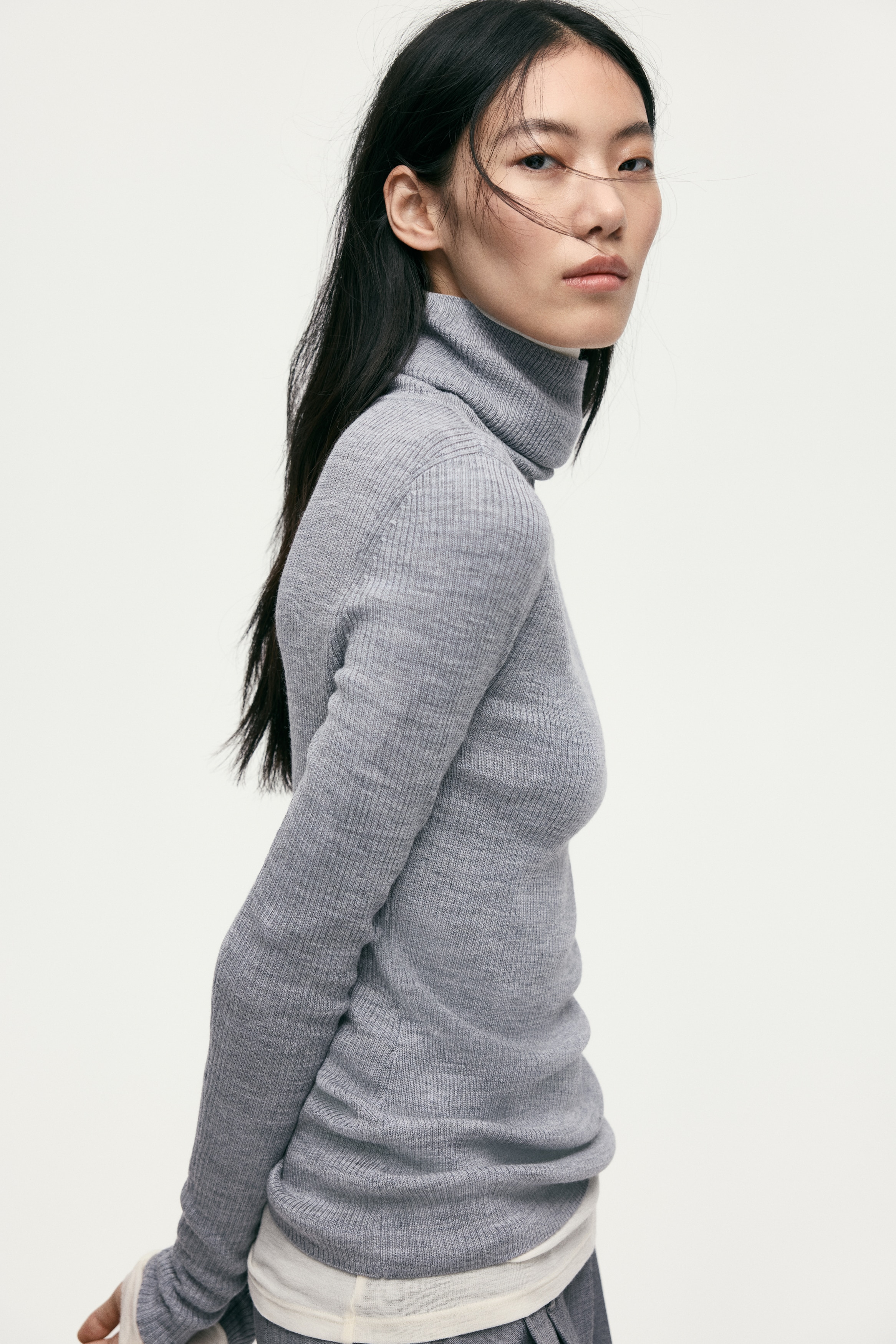 Merino wool roll-neck top