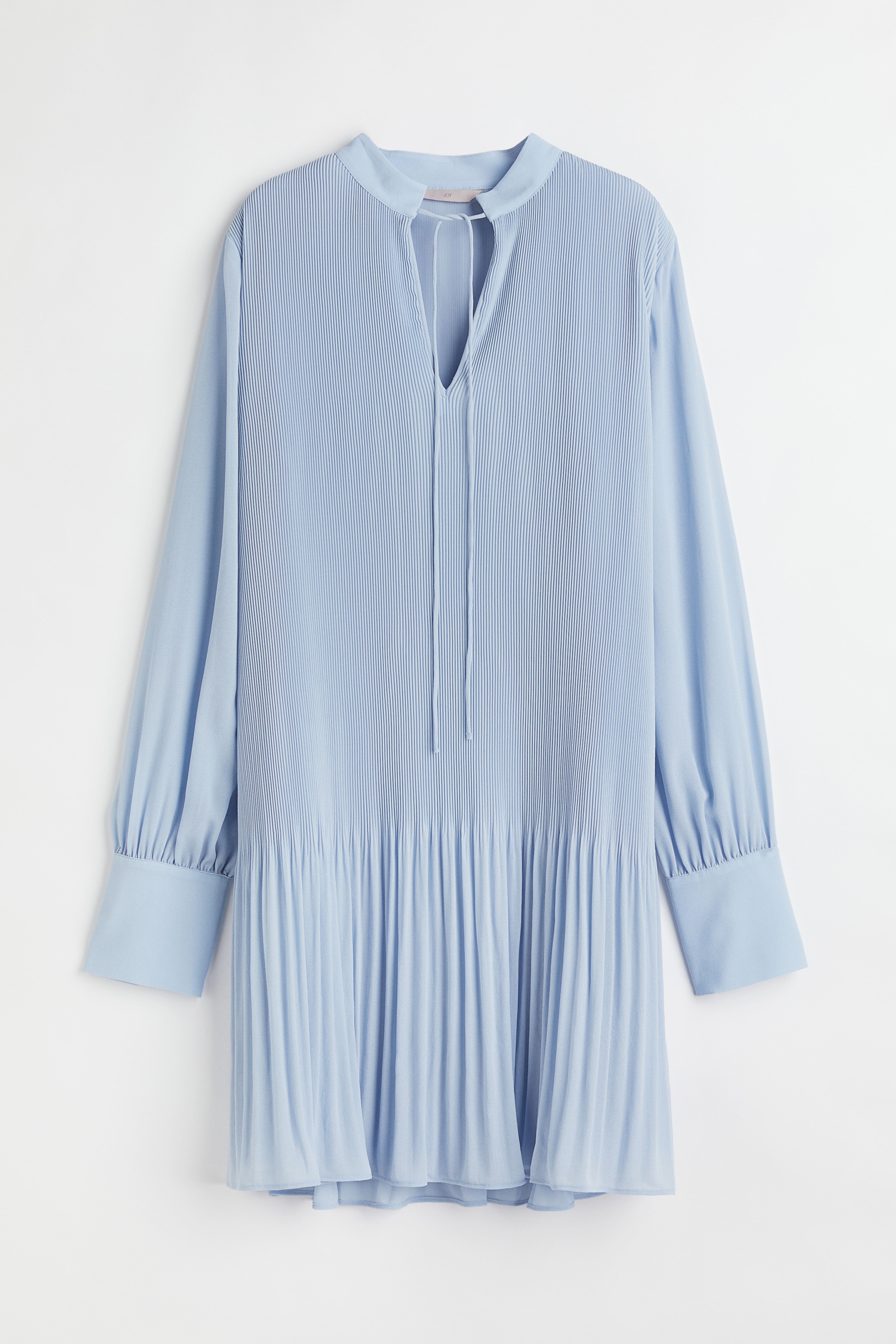 Pleated Dress - Long sleeve - Short - Light blue - Ladies | H&M US