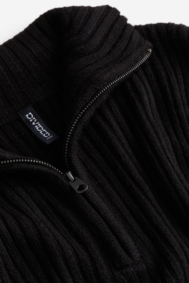 Oversized zip-top jumper - Black/Light beige/Dark grey - 5
