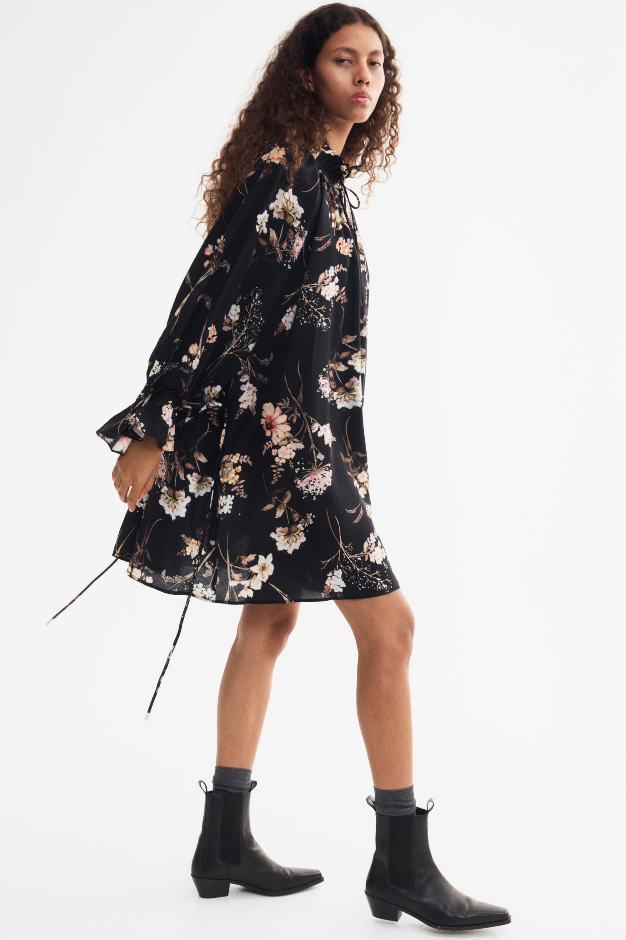 Robe tunique avec ceinture à nouer