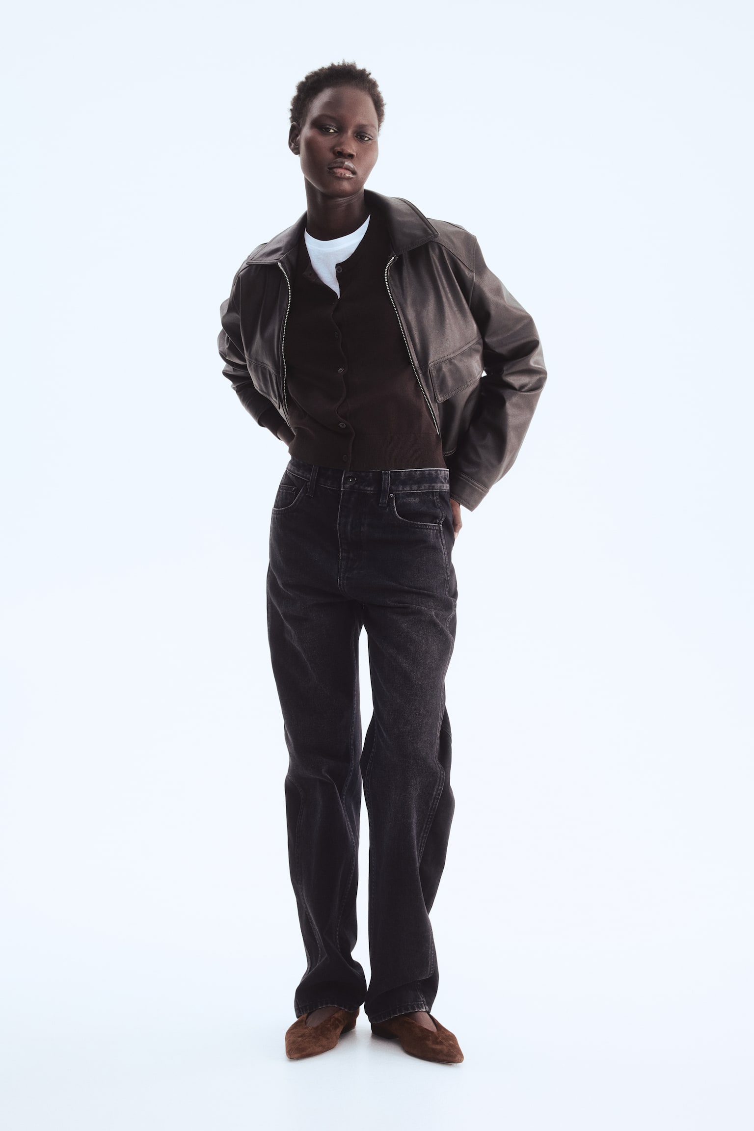 Fine-knit cardigan - Dark brown/Black/Bright orange/Light beige/Light greige/Light yellow/Lilac/Red/Green/Olive green/White/Striped - 4