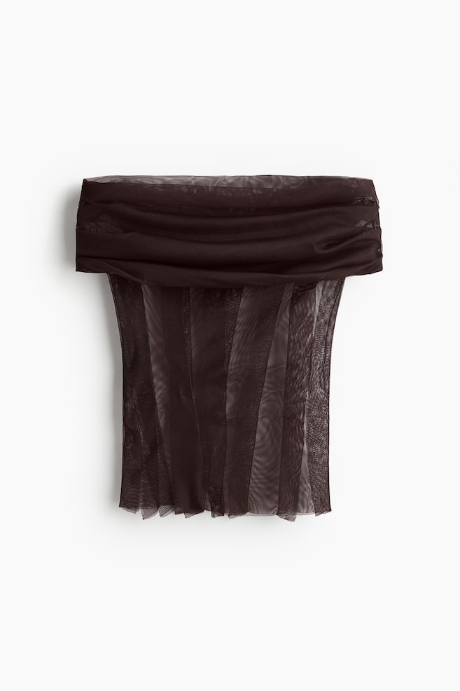 Off-the-shoulder mesh top - Burgundy - 1