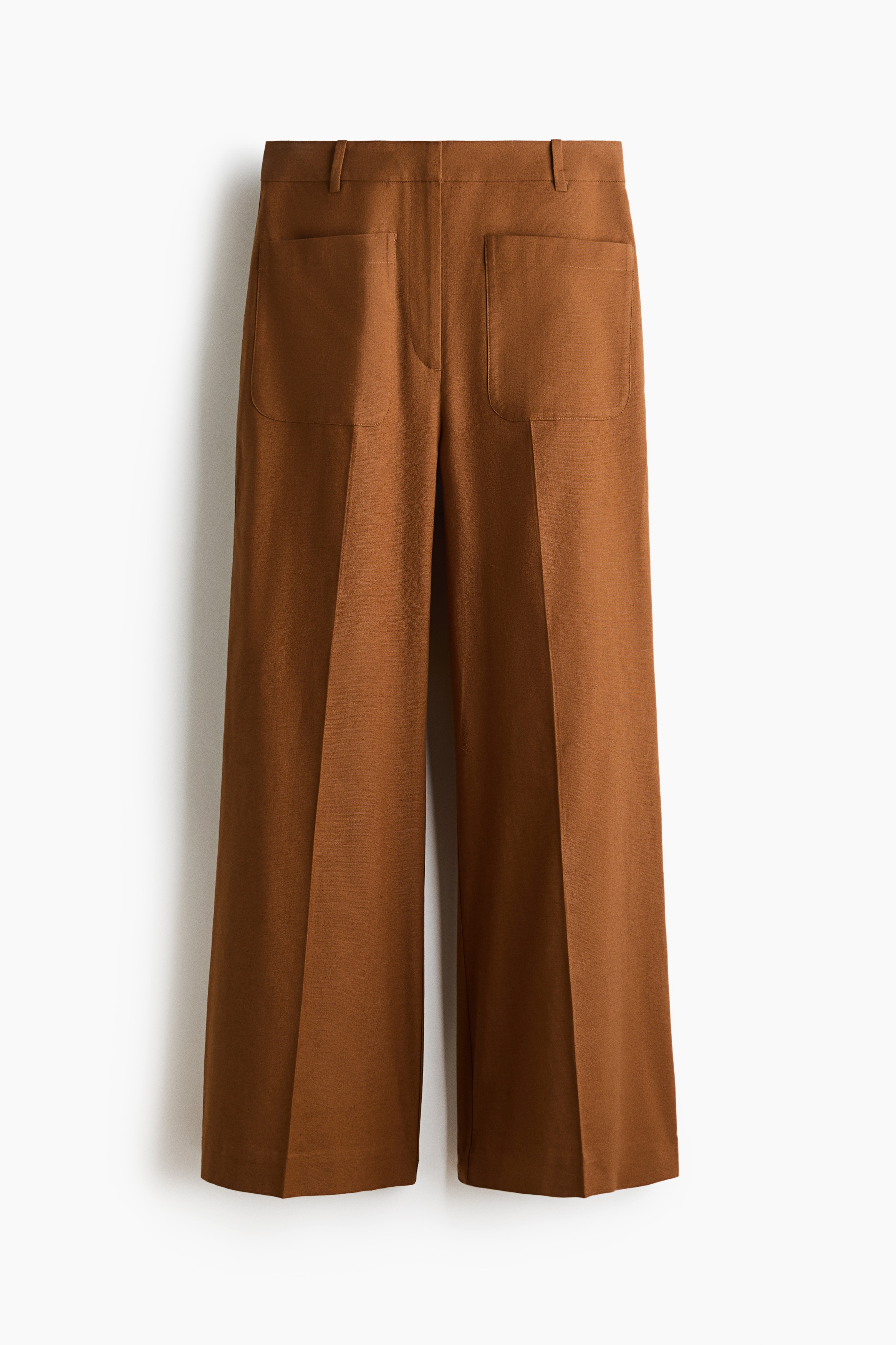 Flared linen-blend trousers - Brown