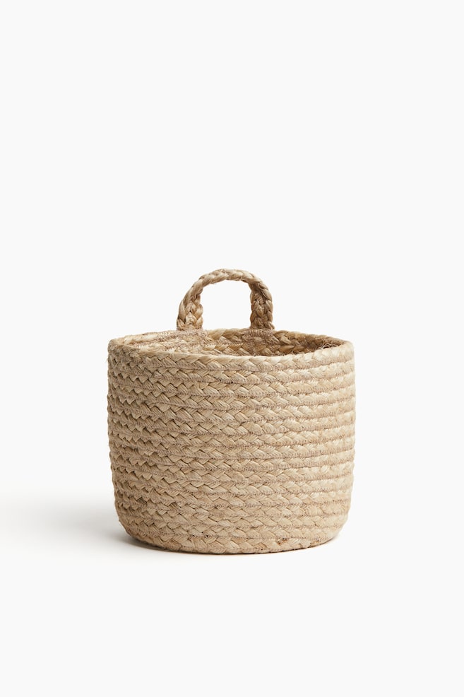 Petit panier de rangement mural en jute - Beige - 1