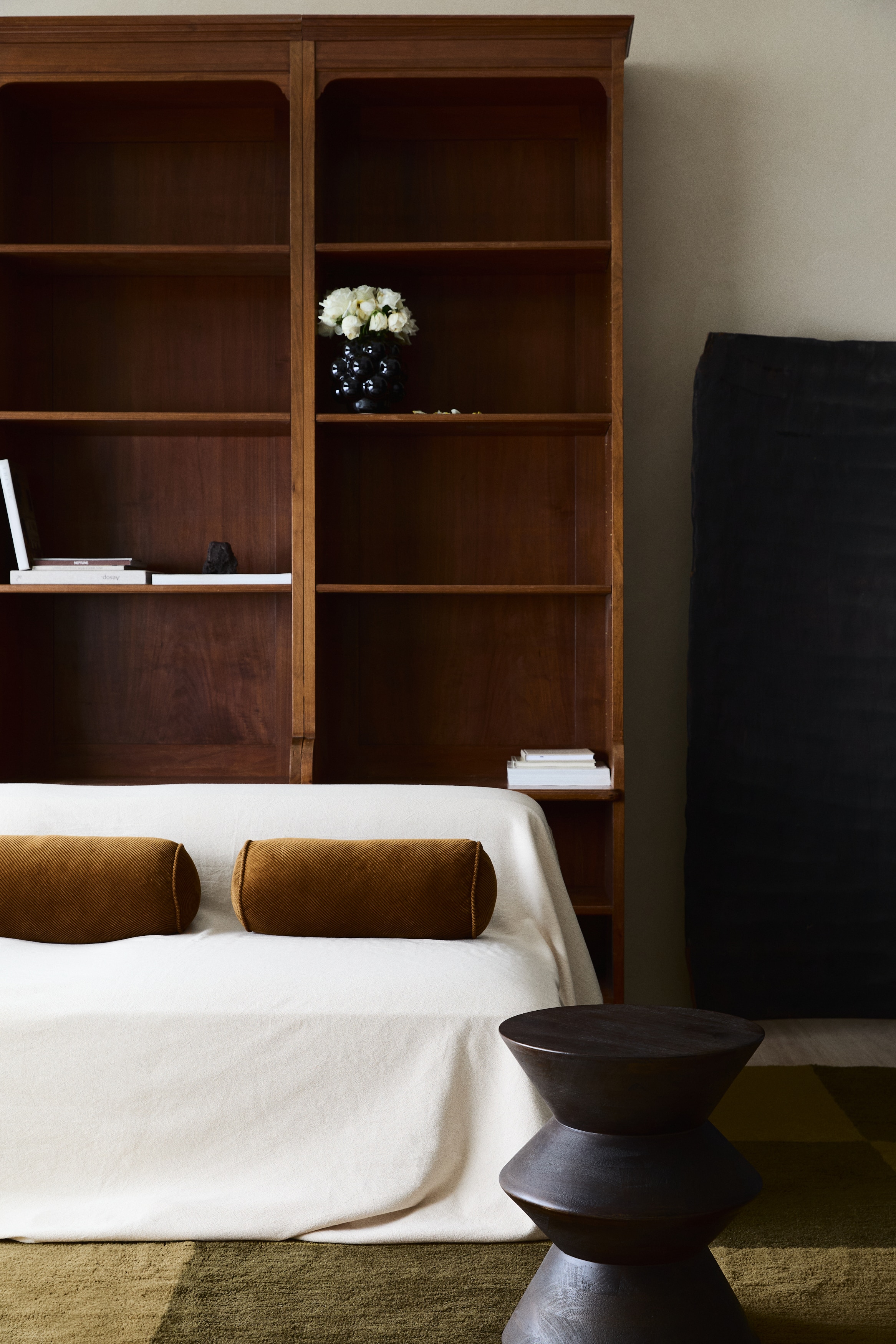 Valcový vankúš z menčestru - Tmavozelená