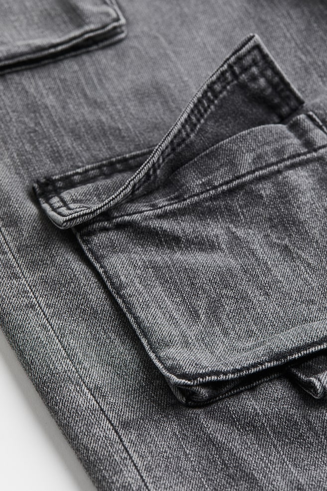 Wide High Cargo Jeans - Dark grey/Denim blue - 4