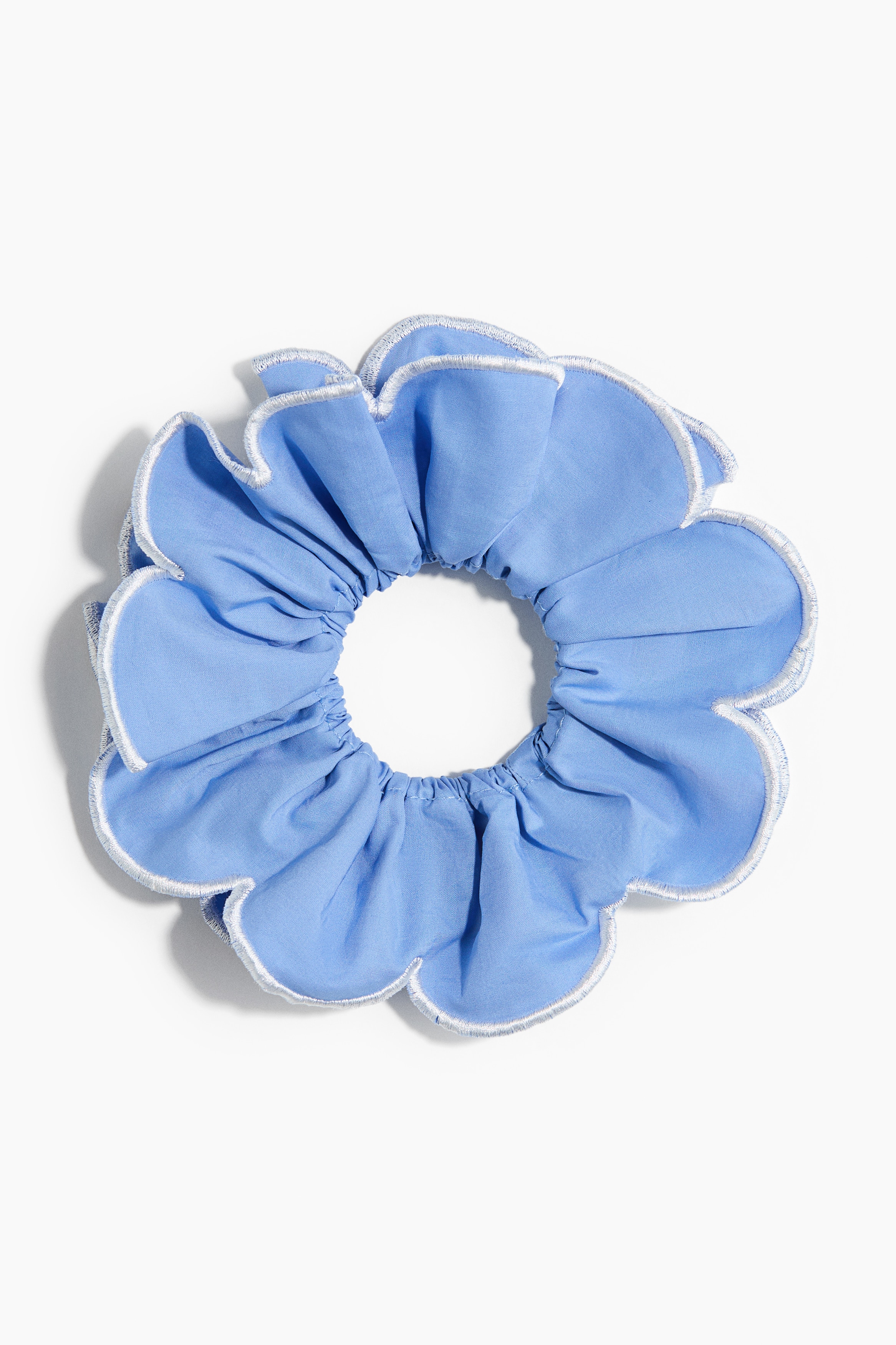 Chouchou festonné en coton - Bleu