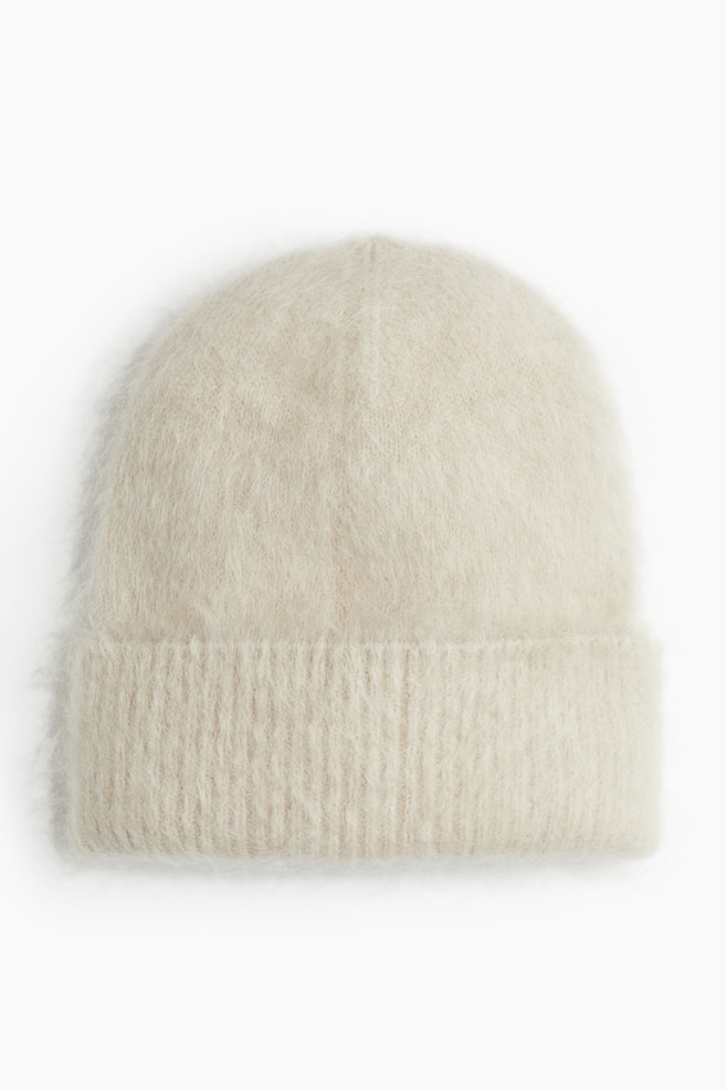 Gorro beanie en mezcla de mohair - Beige claro/Gris oscuro - 1
