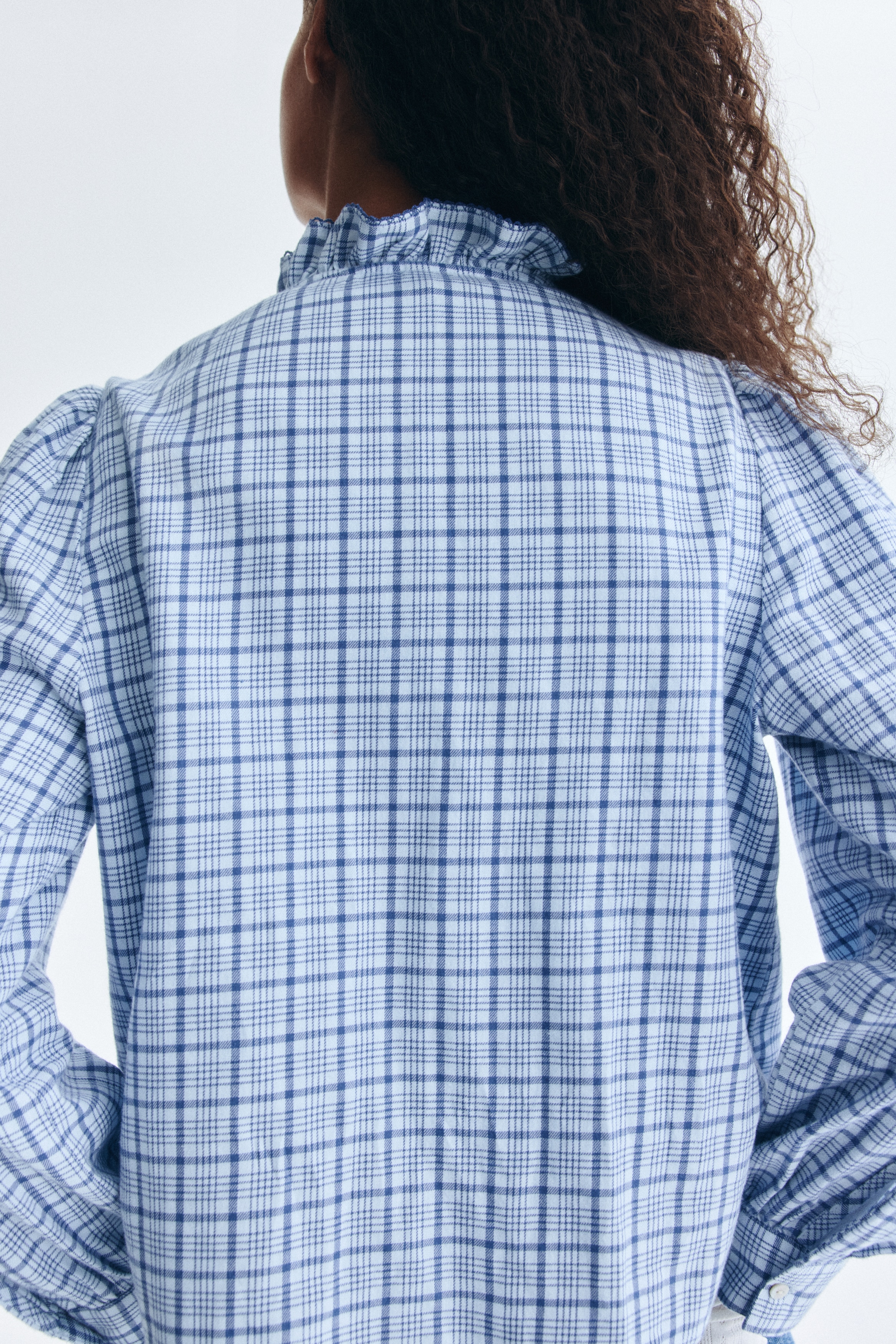 Frill-collared cotton blouse