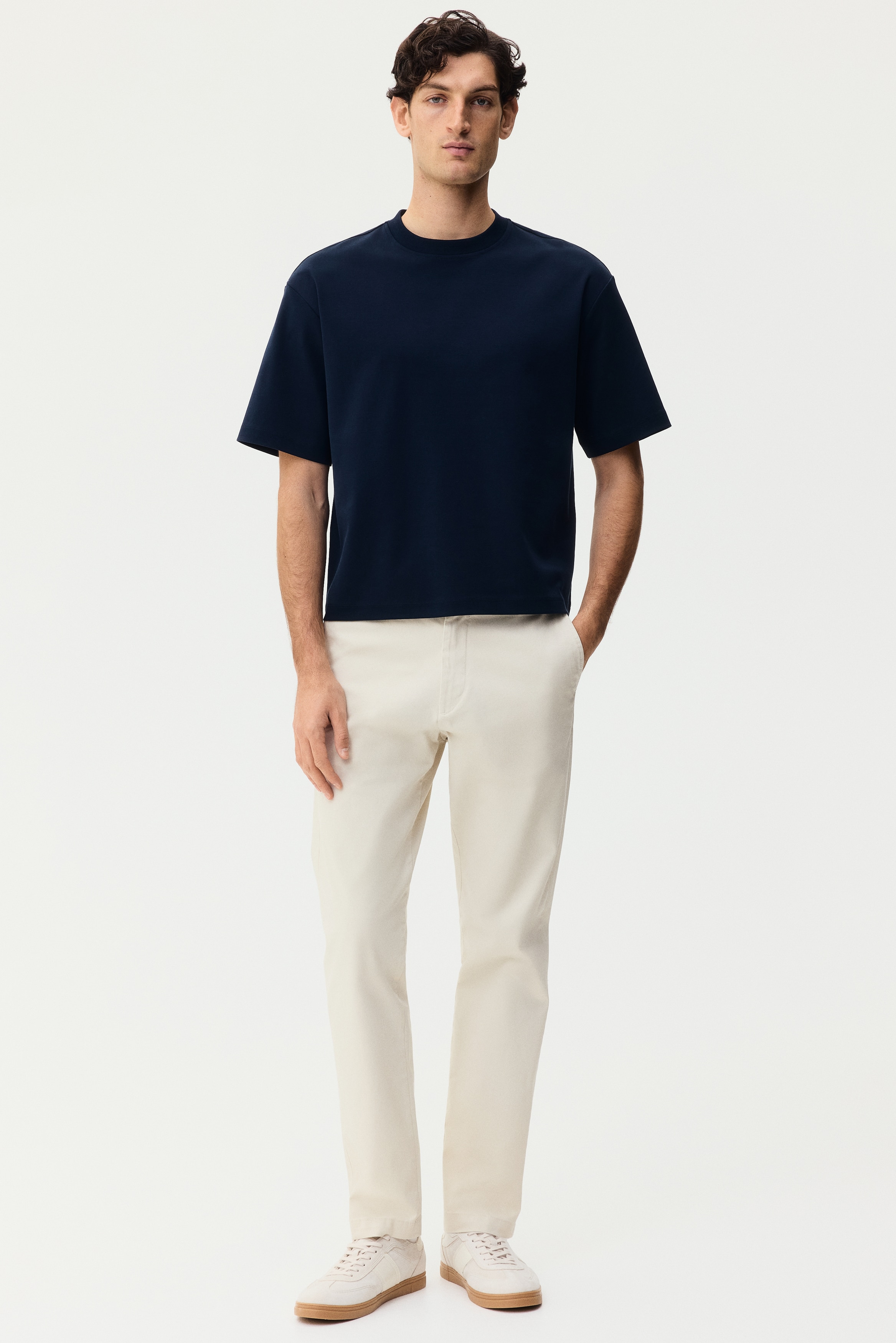 Chino Slim Fit en coton - Beige clair/Beige foncé/Noir/Bleu foncé