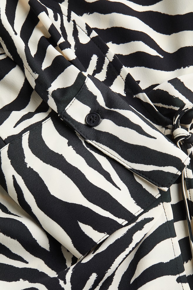 Wrap blouse - Black/Zebra print/Beige/Cream/Striped - 4