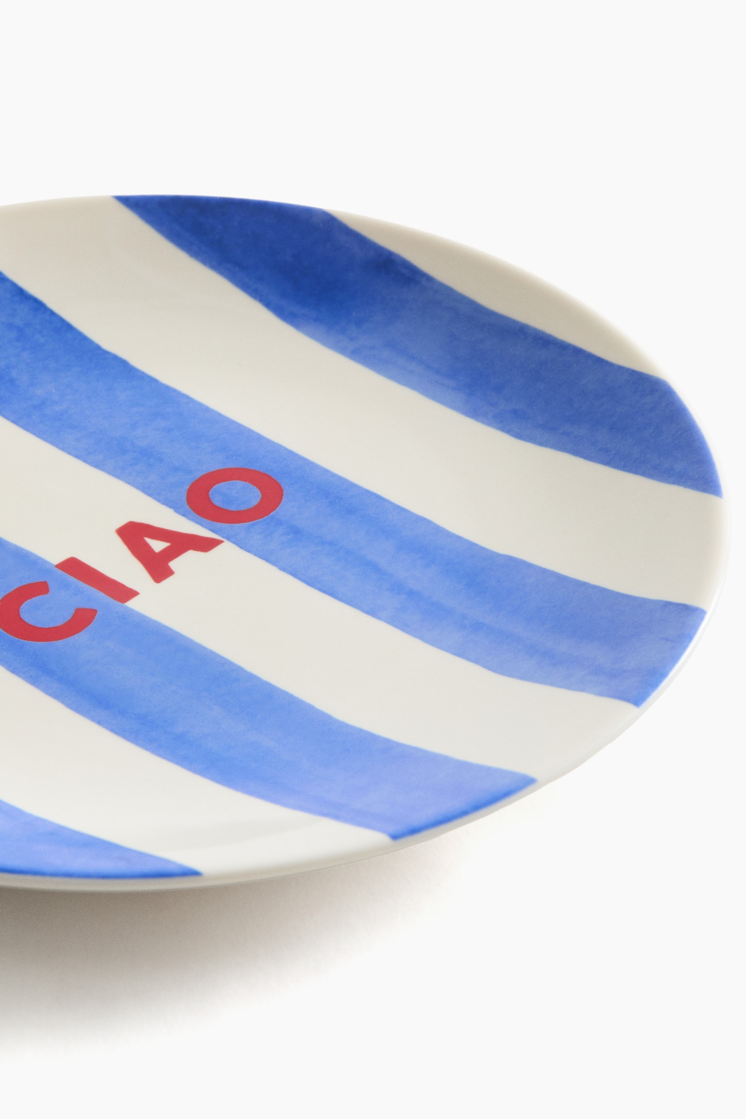 Text-motif porcelain medium plate - Blue/Ciao/Orange/Ciao/White/Buon Appetito/Green/Ciao - 4