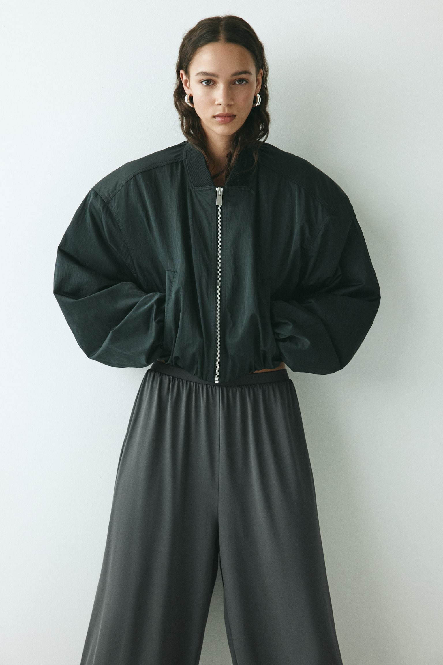 Paçaları Balon Kesimli Pantolon - Koyu gri - 2