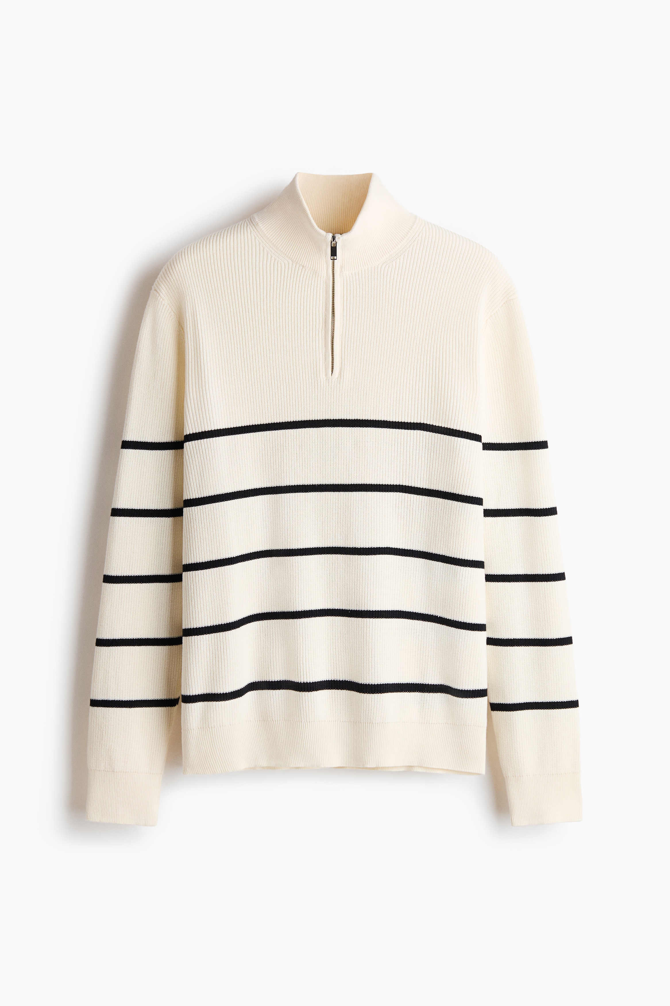 Stickad tröja med dragkedja Regular Fit - Crèmevit/Randig/Vit/Marinblå/Brun/Mörkgrå/Mörkbeige/Svart