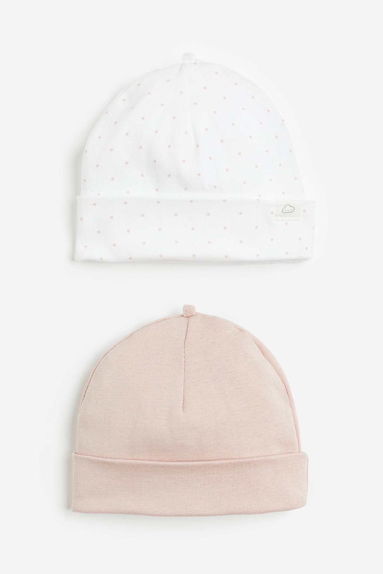 2-pack Cotton Beanies - Powder pink/dotted - Kids | H&M US