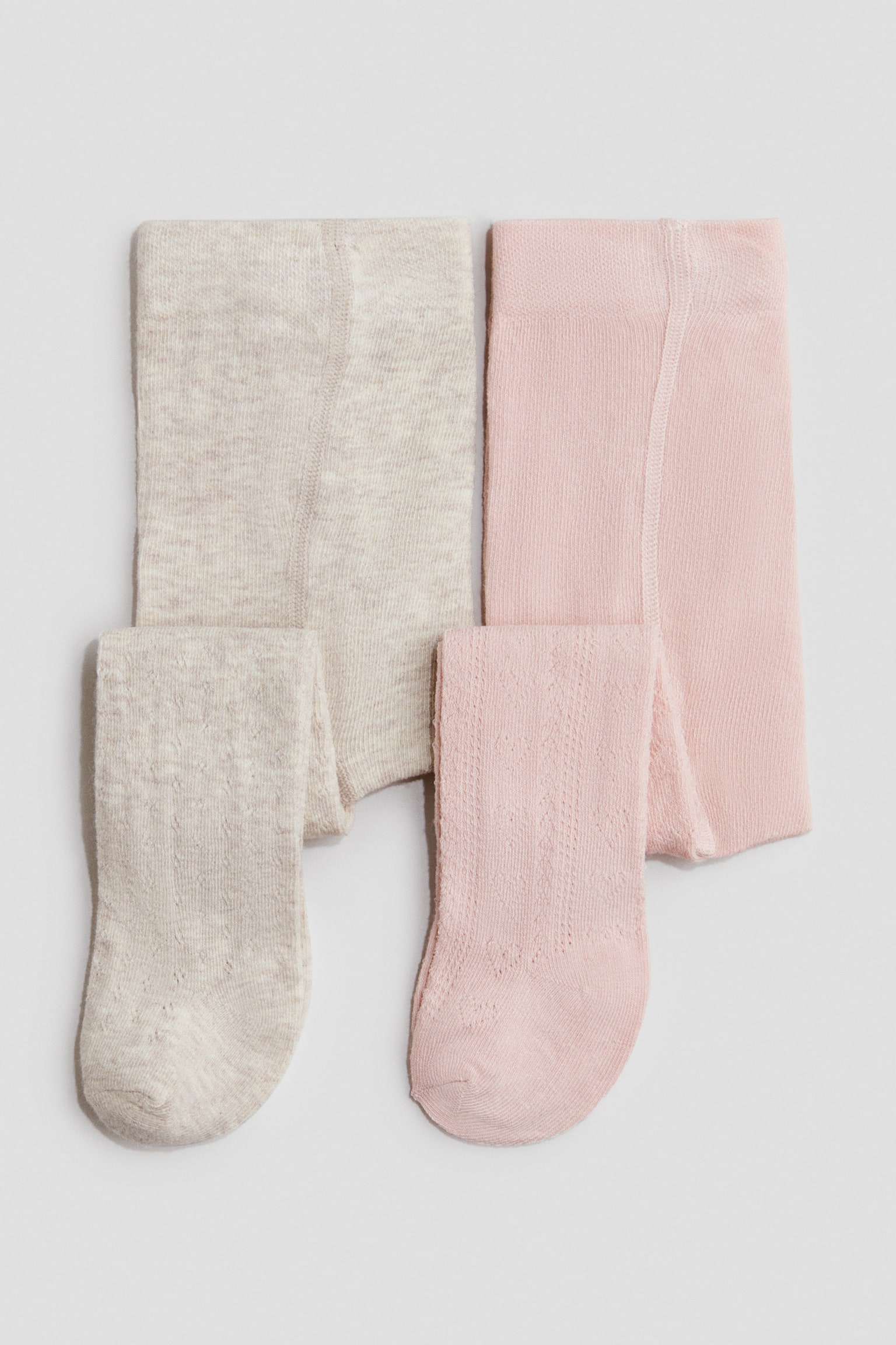 2er-Pack Strumpfhosen in Strukturstrick - Hellrosa/Beige/Cremefarben