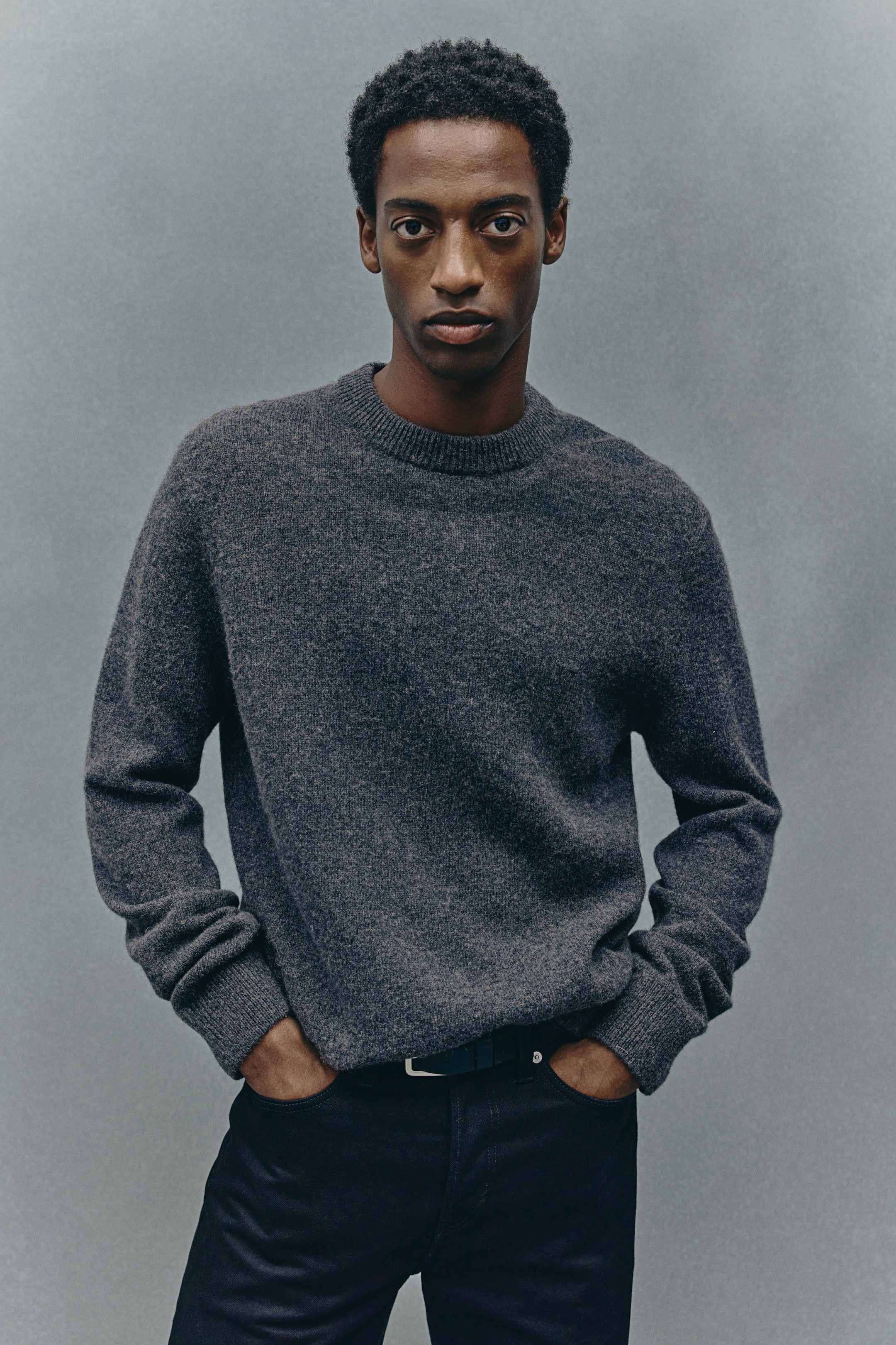 Regular Fit Wool jumper - Dark grey - Men | H&M GB 1